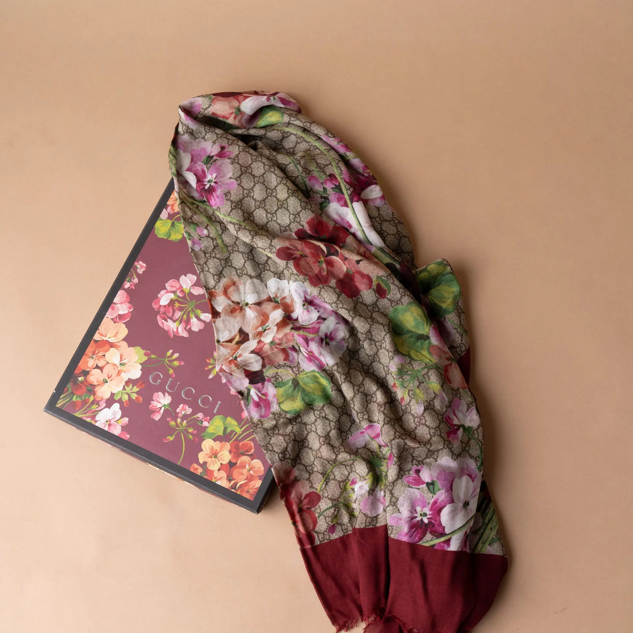 Gucci GG Supreme Blooms Large Shawl — Featured Image