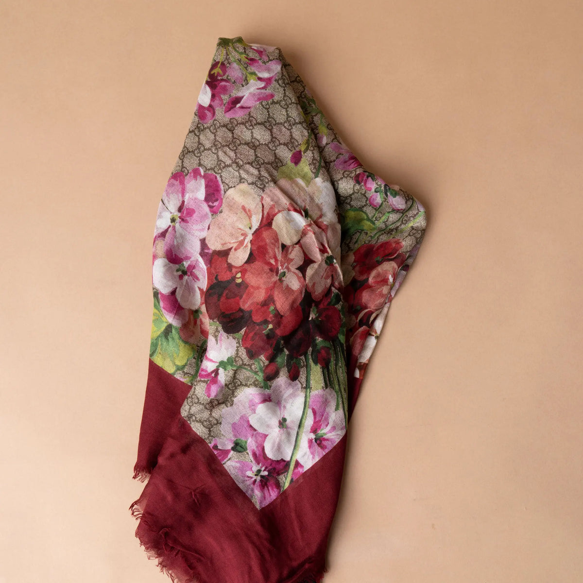 Gucci GG Supreme Blooms Large Shawl — Front View