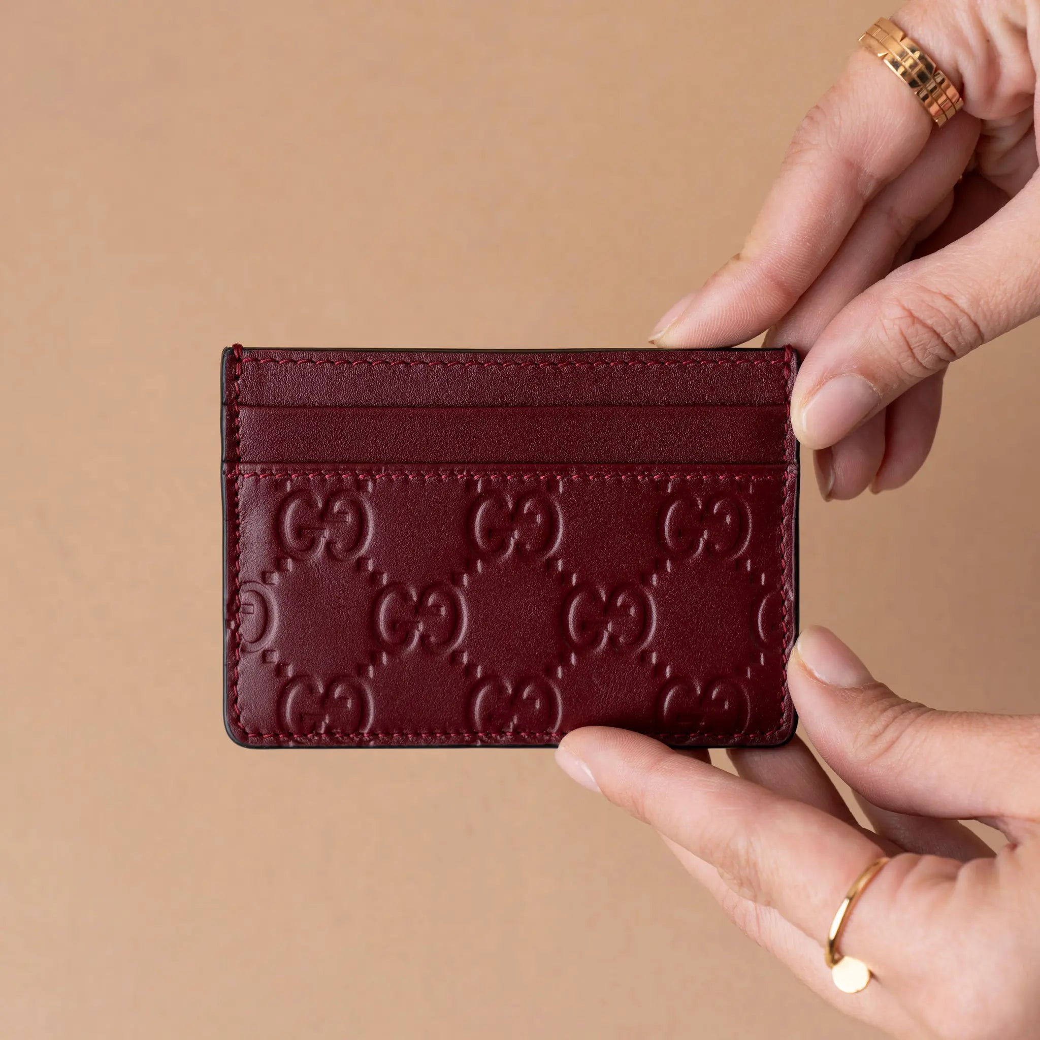 Gucci Guccissima Card Holder burgundy — Back View