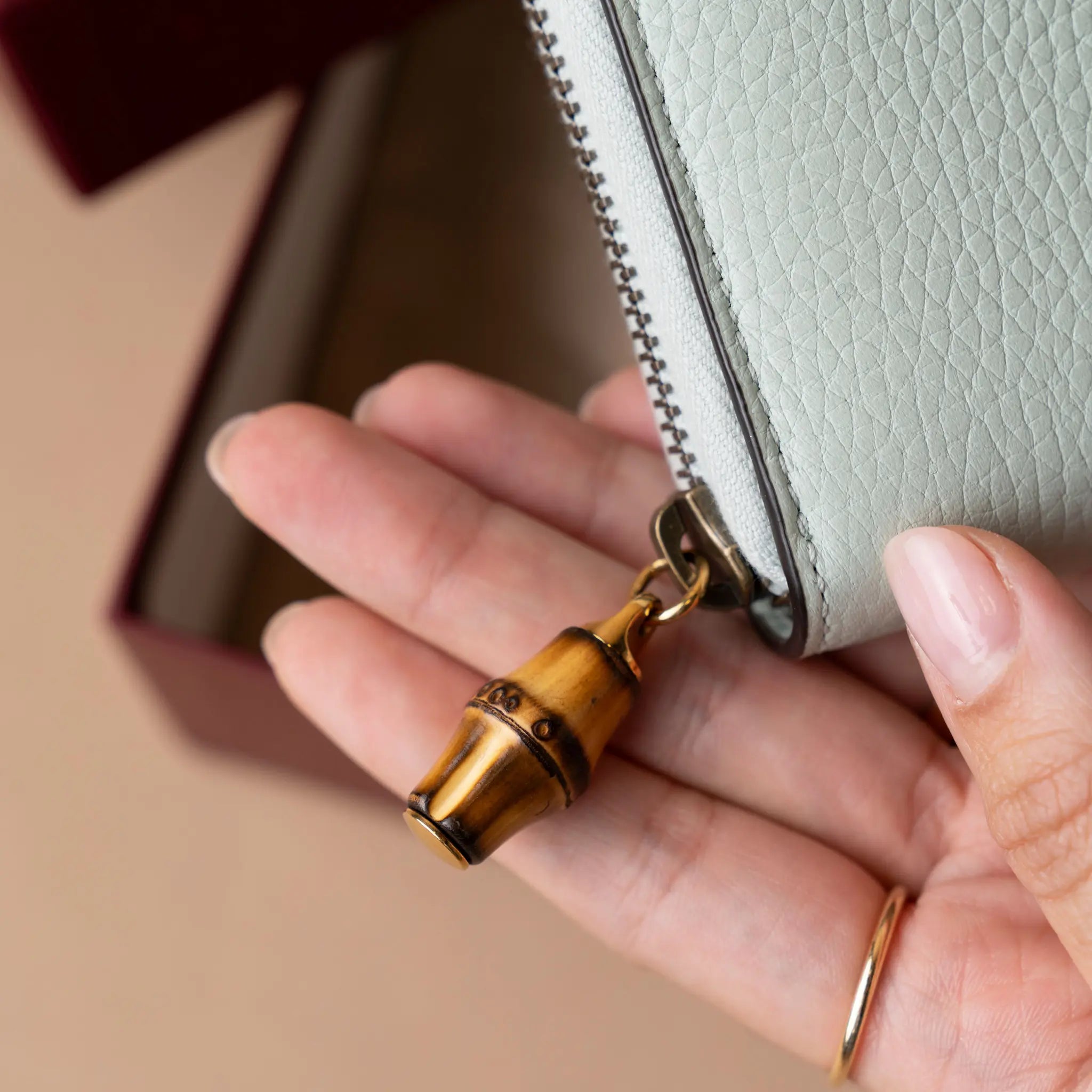 Gucci Leather Bamboo Long Wallet — Side Profile
