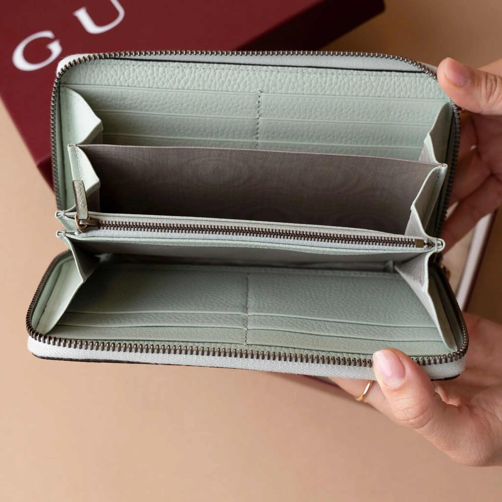 Gucci Leather Bamboo Long Wallet — Close-up Detail