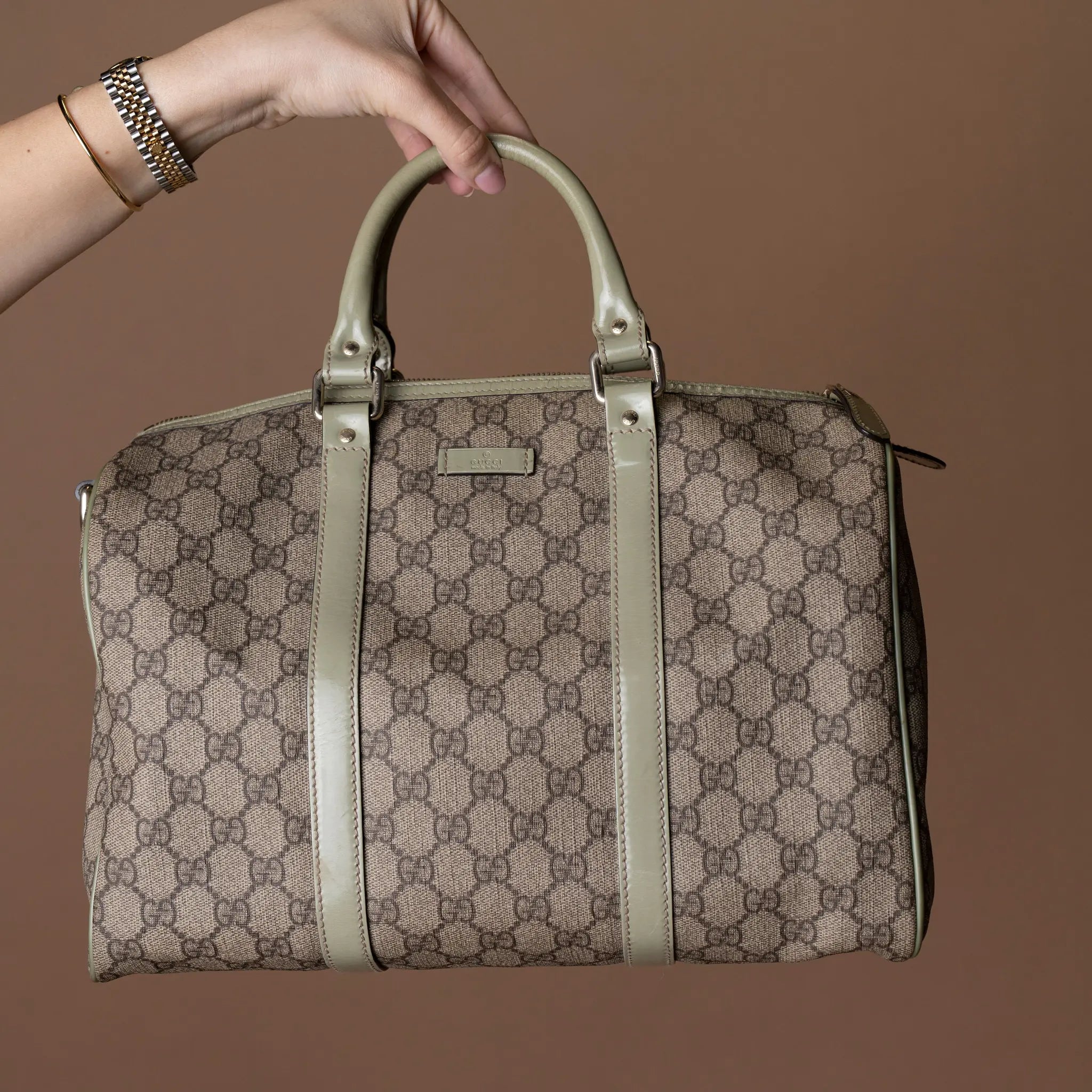 Gucci Medium GG Supreme Joy Boston Bag — Interior Detail