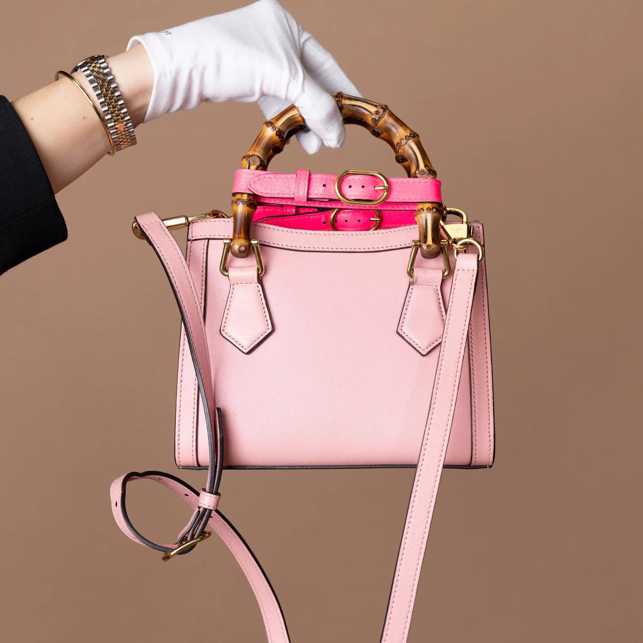 Gucci Mini Calfskin Bamboo Diana Satchel — Front View