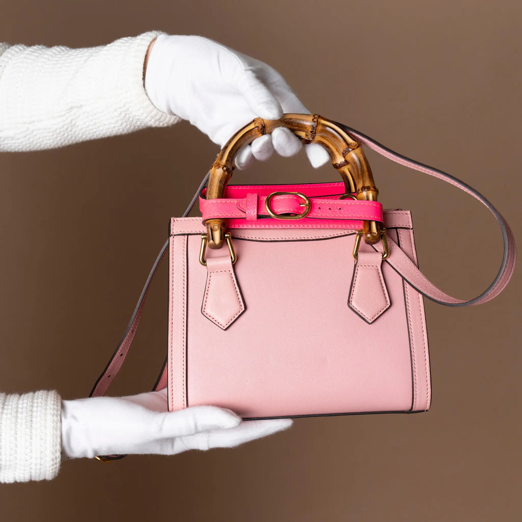 Gucci Mini Calfskin Bamboo Diana Satchel — Back View