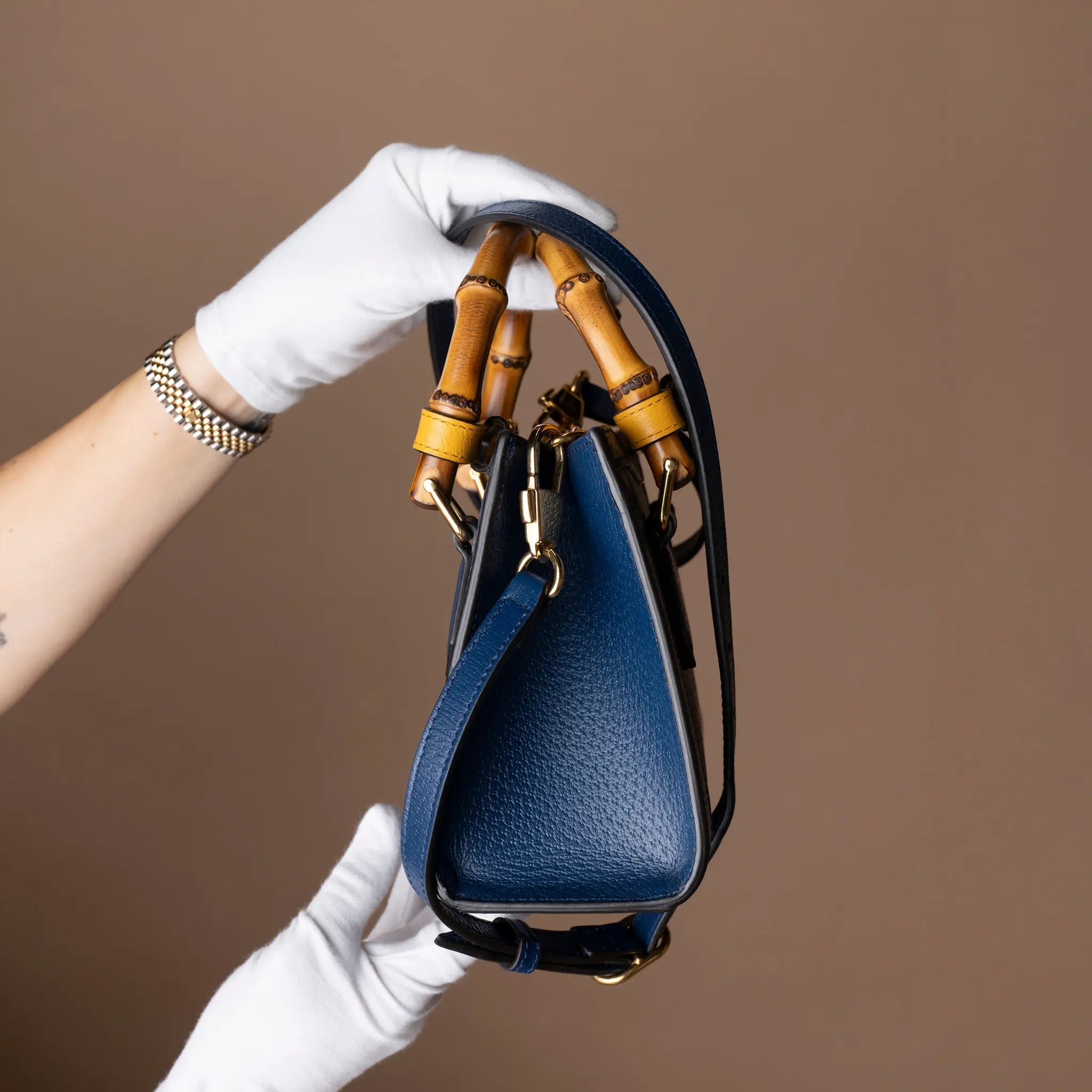 Gucci Mini Calfskin Bamboo Diana Satchel — Front View