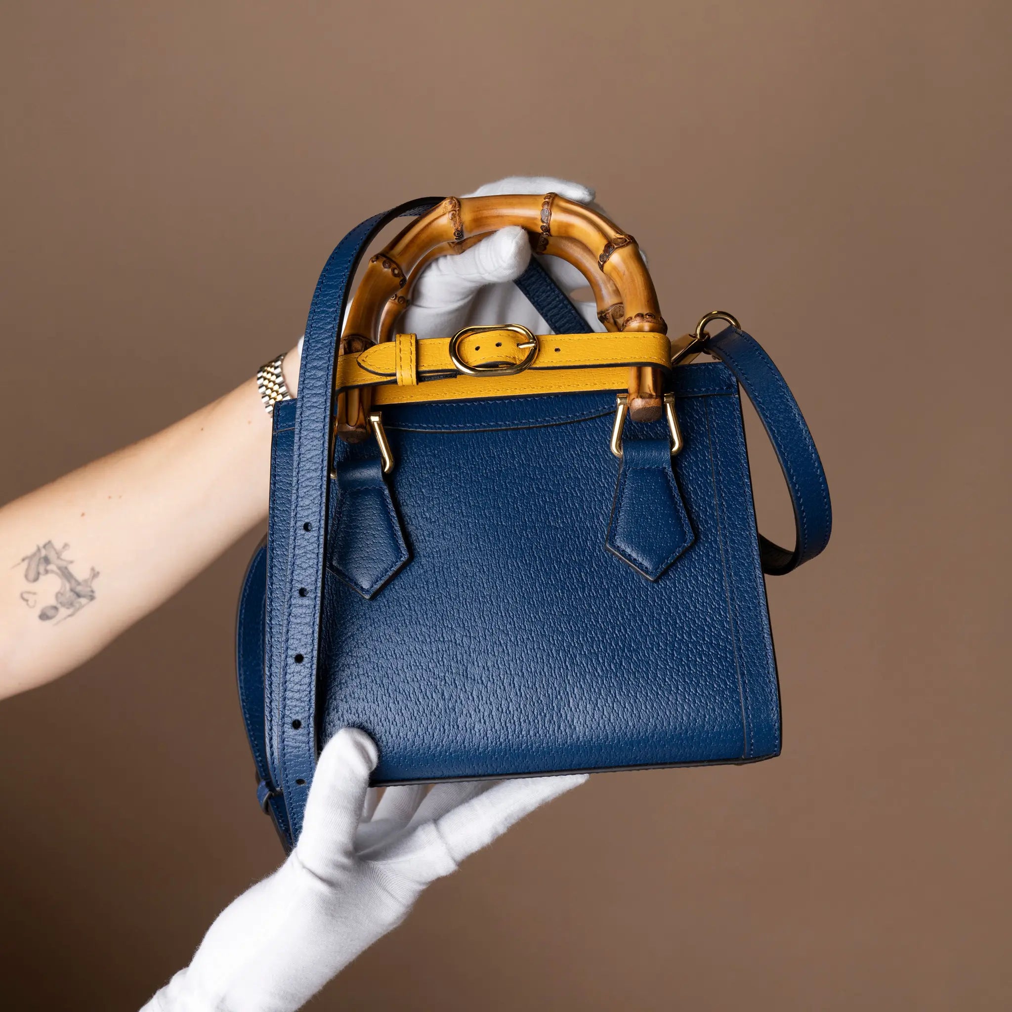 Gucci Mini Calfskin Bamboo Diana Satchel — Back View