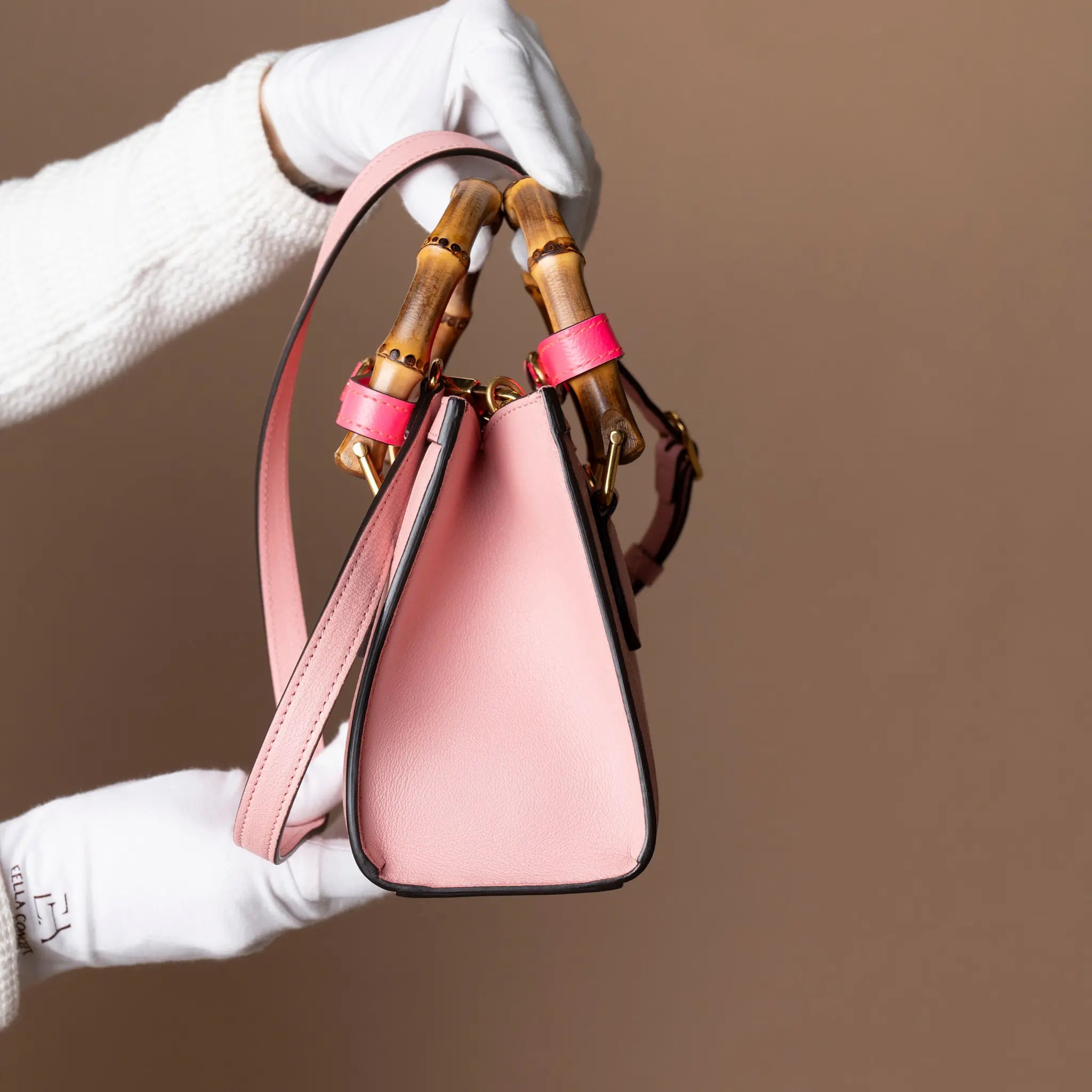 Gucci Mini Calfskin Bamboo Diana Satchel — Side Profile