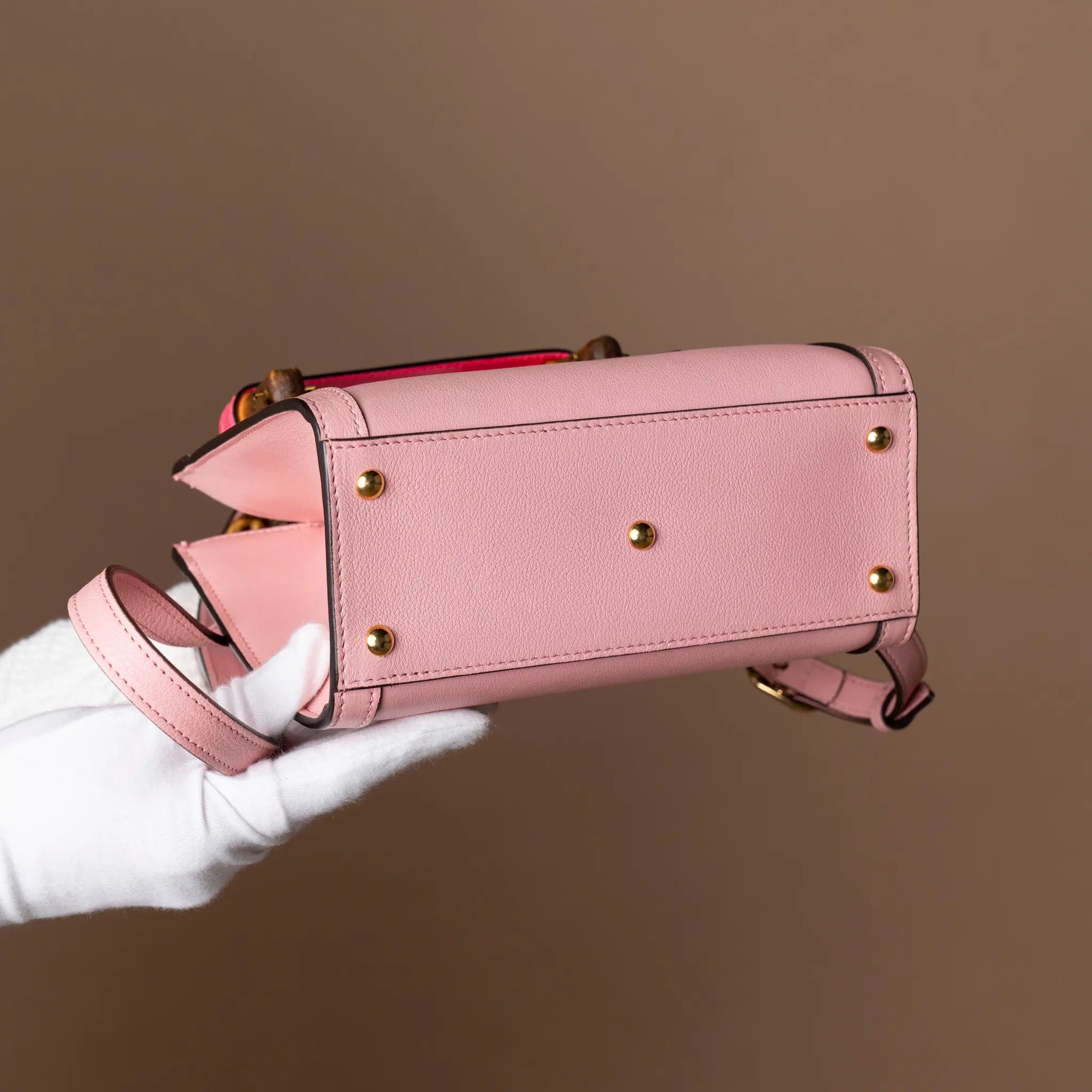 Gucci Mini Calfskin Bamboo Diana Satchel — Interior Detail