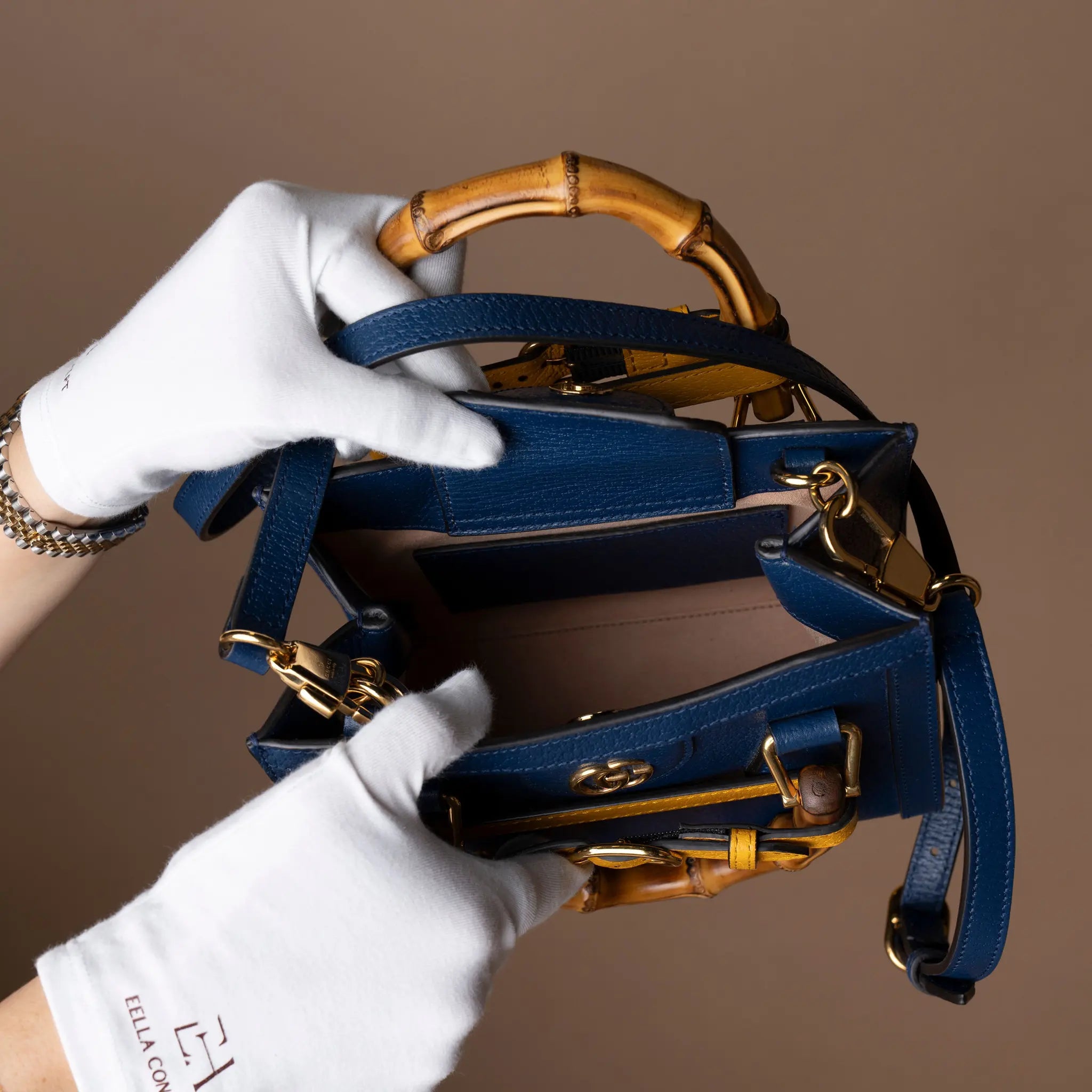Gucci Mini Calfskin Bamboo Diana Satchel — Interior Detail