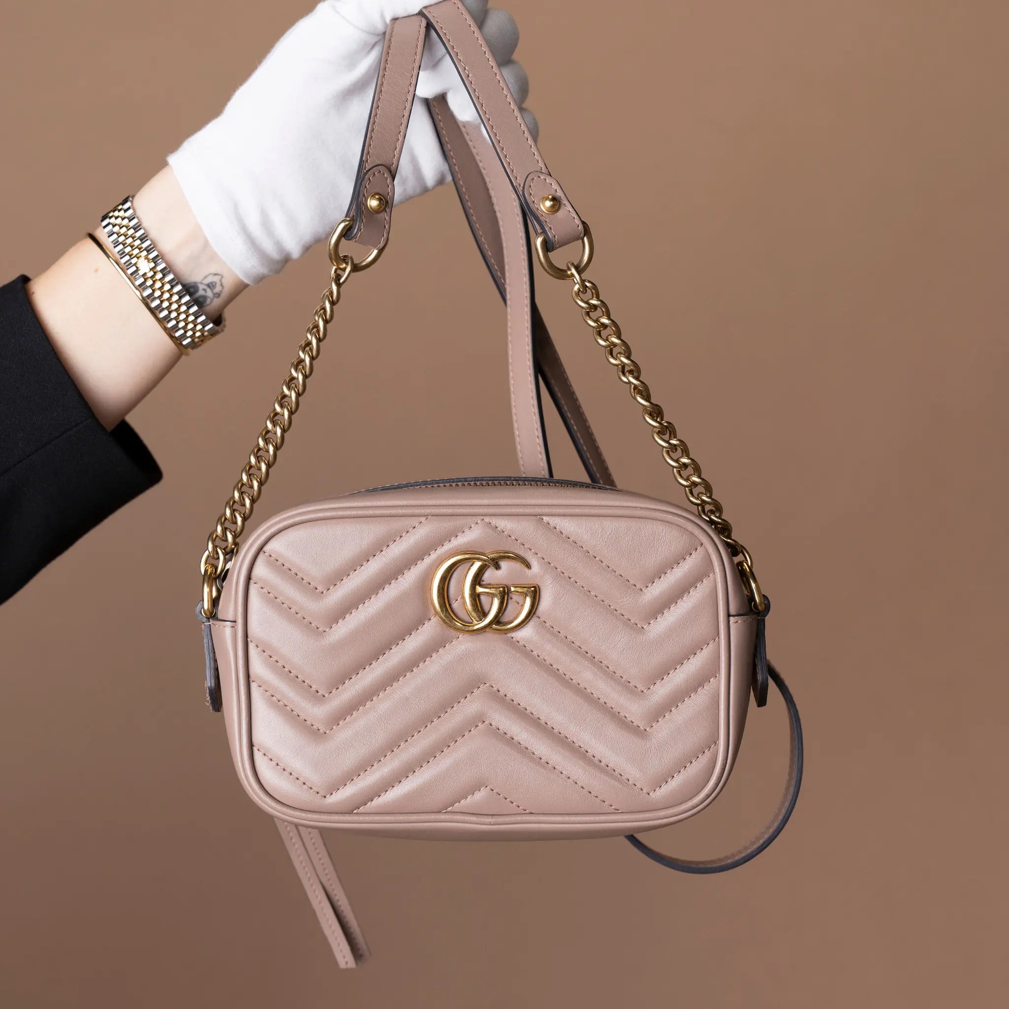 Gucci Mini GG Marmont Matelasse Leather Crossbody — Back View