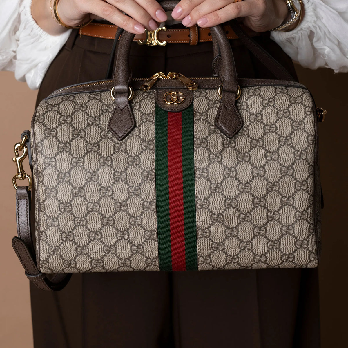 Gucci Ophidia Large Boston Bag — Front View