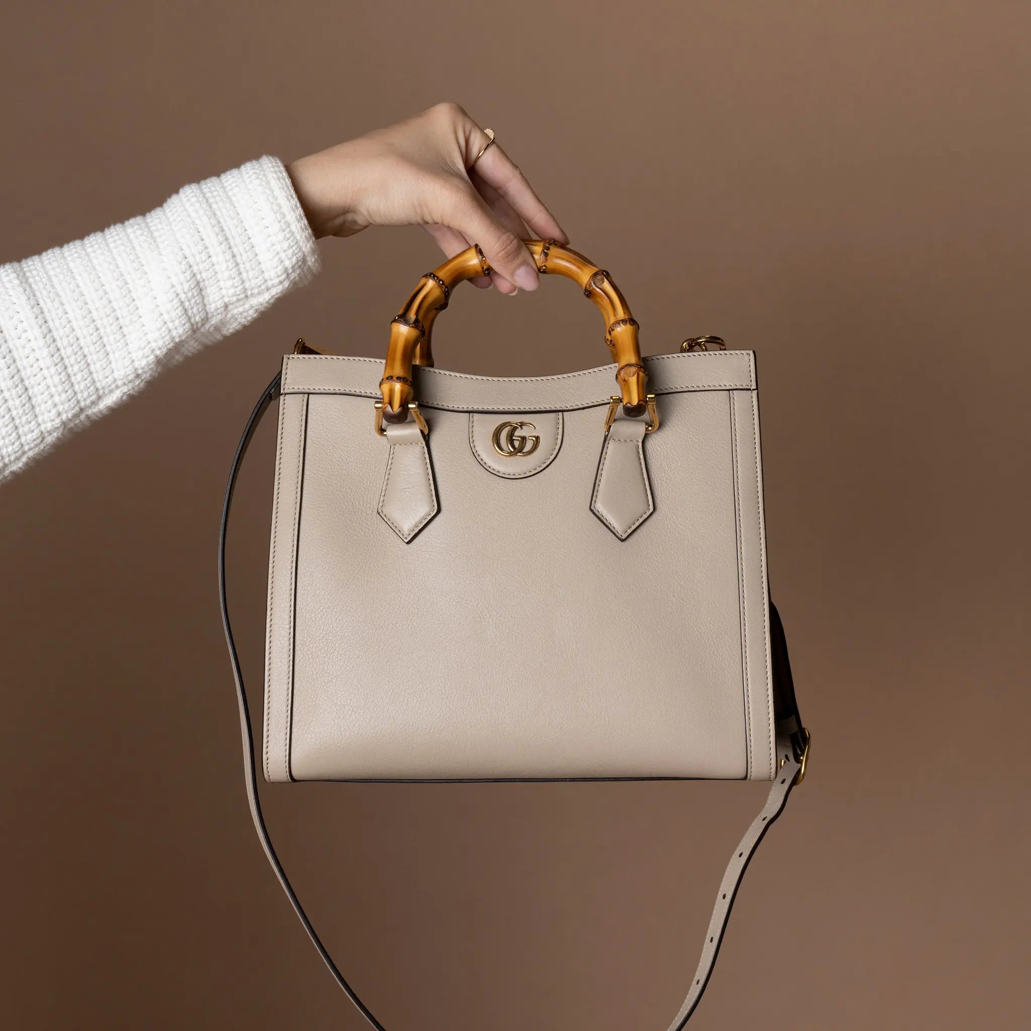 Gucci Small Leather Bamboo Diana Satchel — Front View