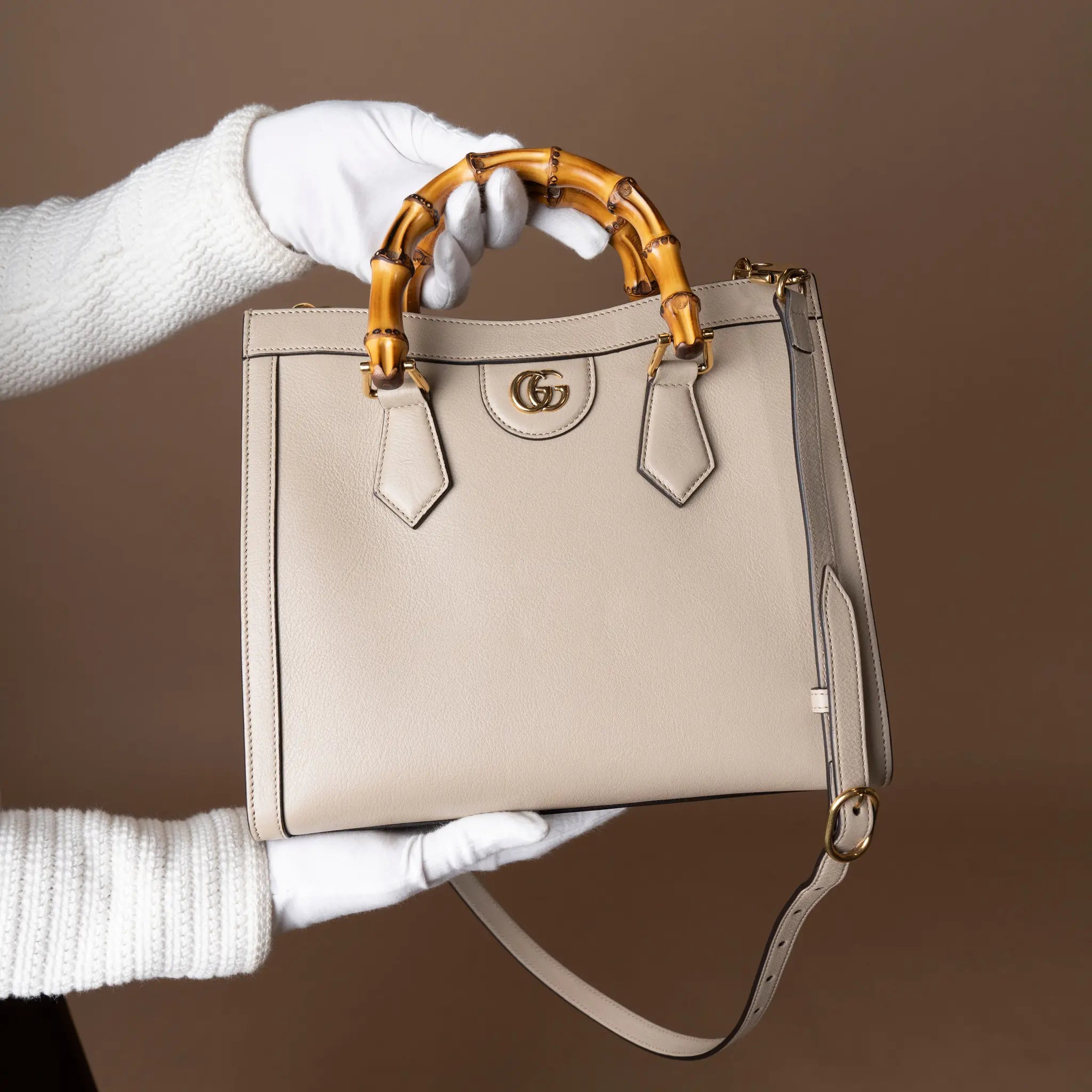 Gucci Small Leather Bamboo Diana Satchel — Side Profile