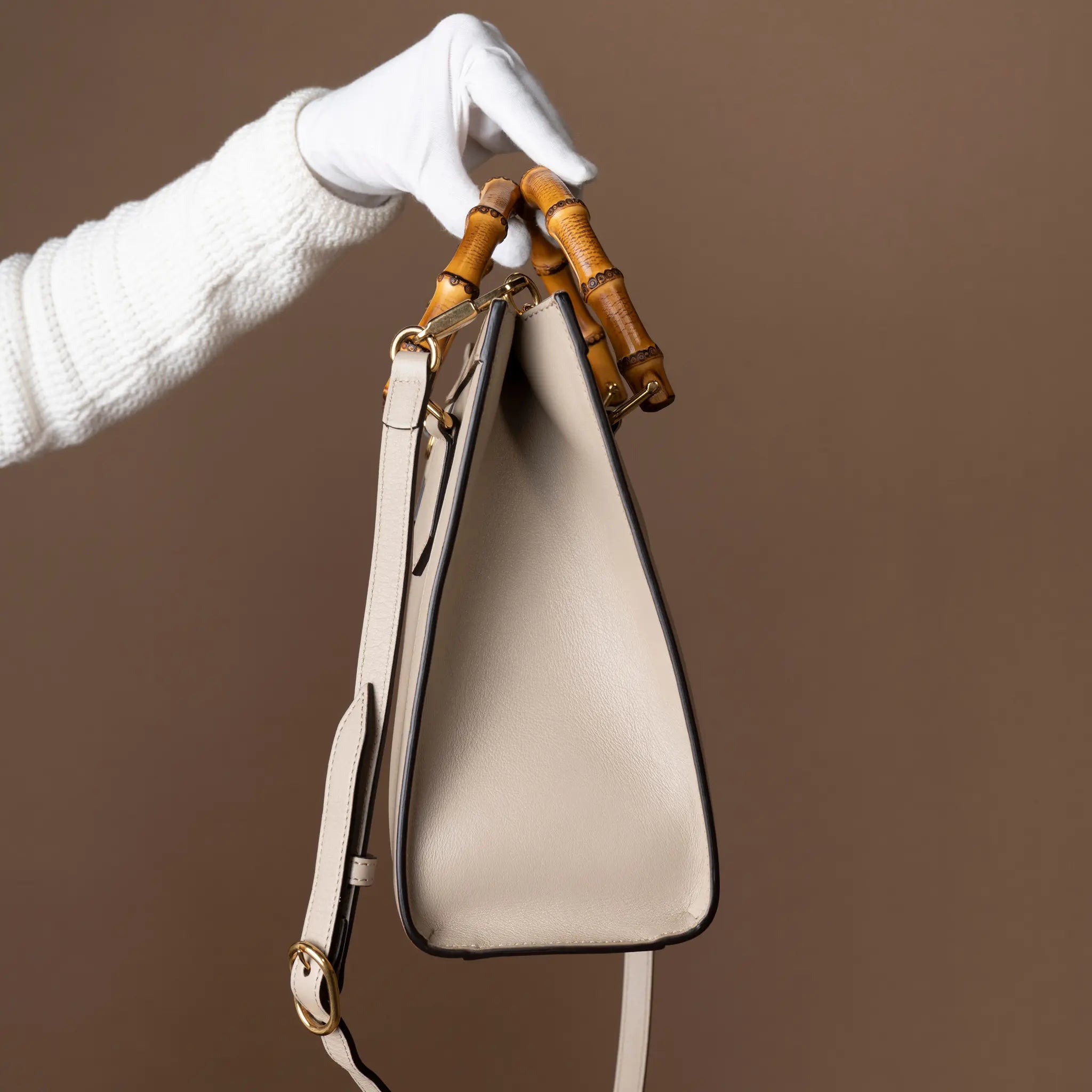 Gucci Small Leather Bamboo Diana Satchel — Close-up Detail