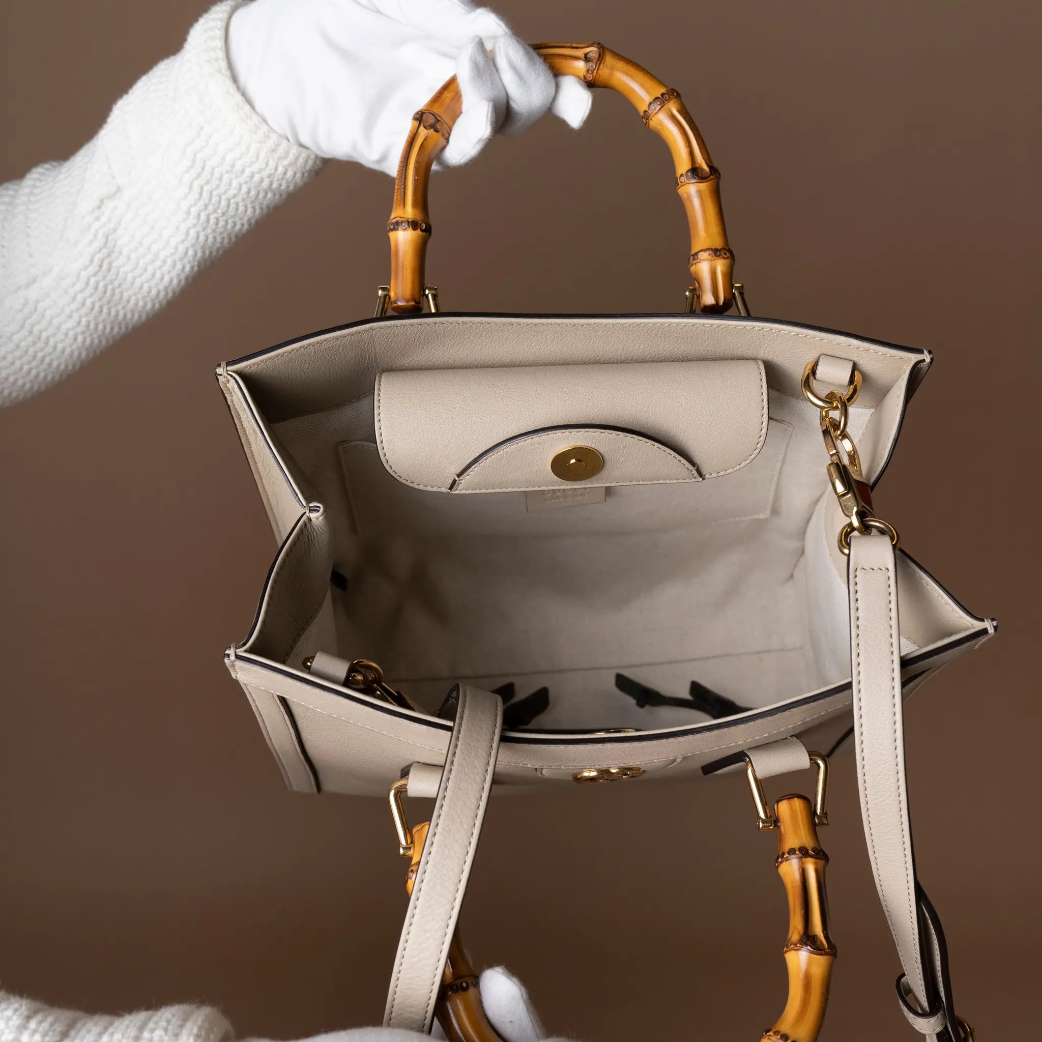 Gucci Small Leather Bamboo Diana Satchel — Additional View