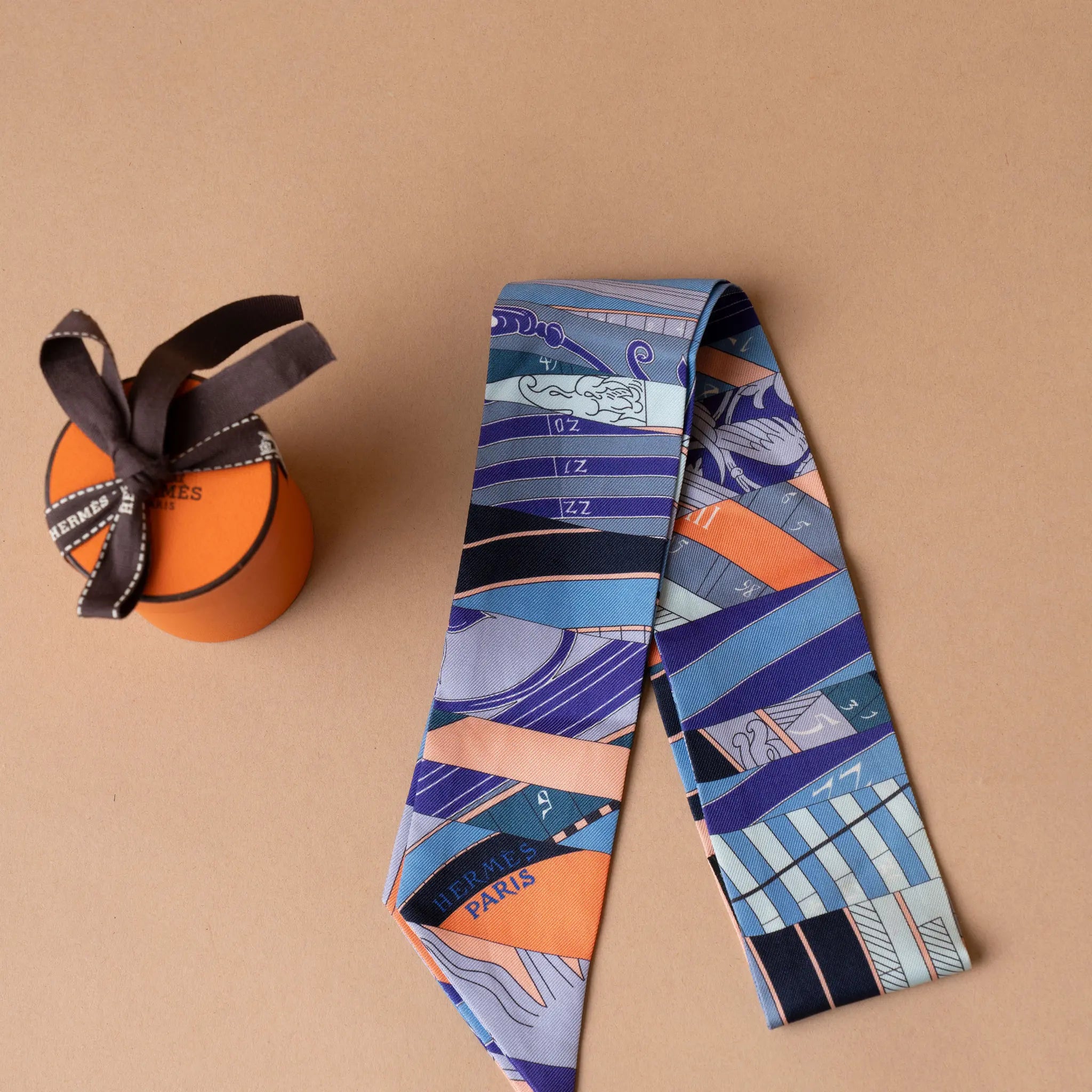 Hermès Astrologie Nouvelle Silk Twilly Scarf — Front View