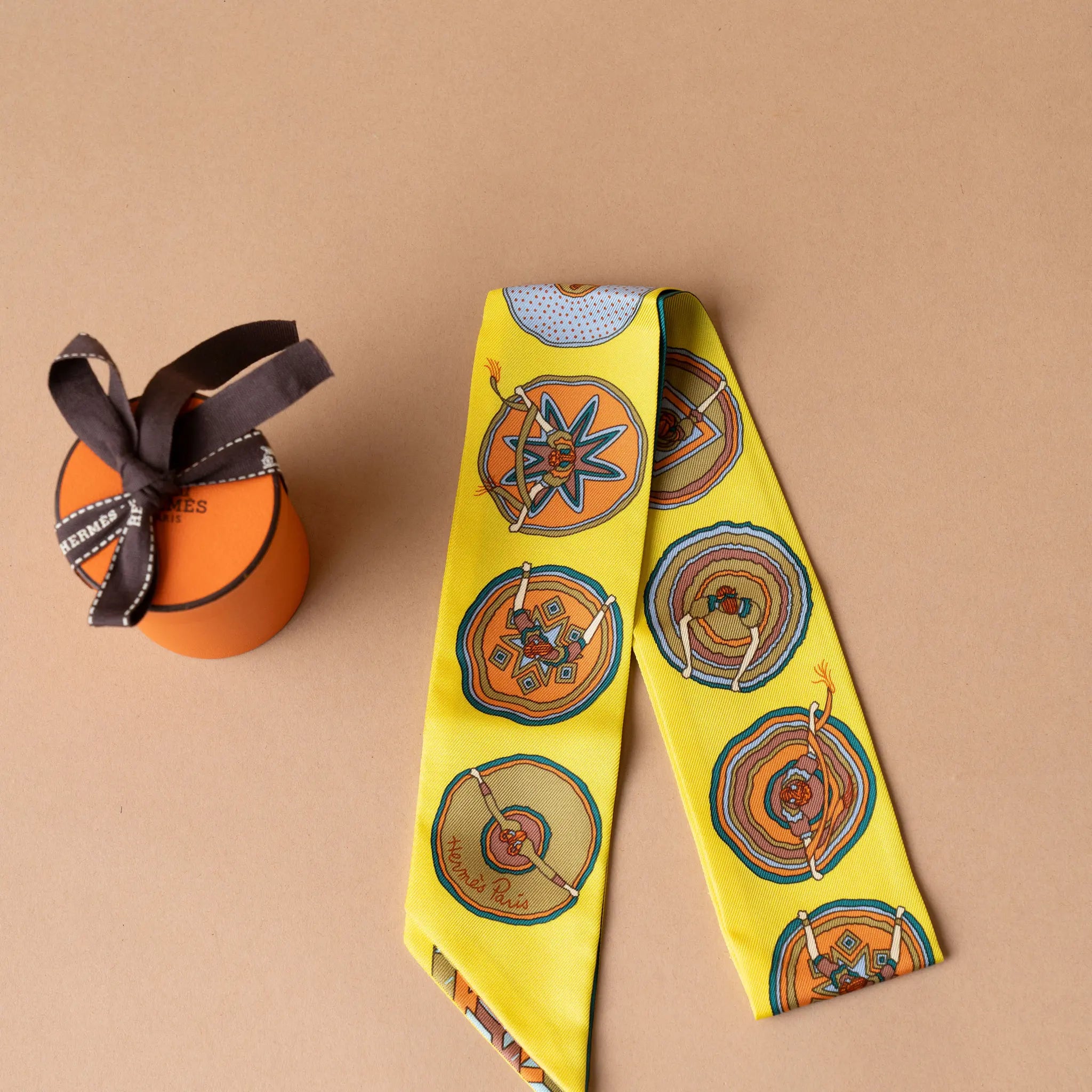 Hermès Belles Du Mexique Silk Twilly Scarf — Front View