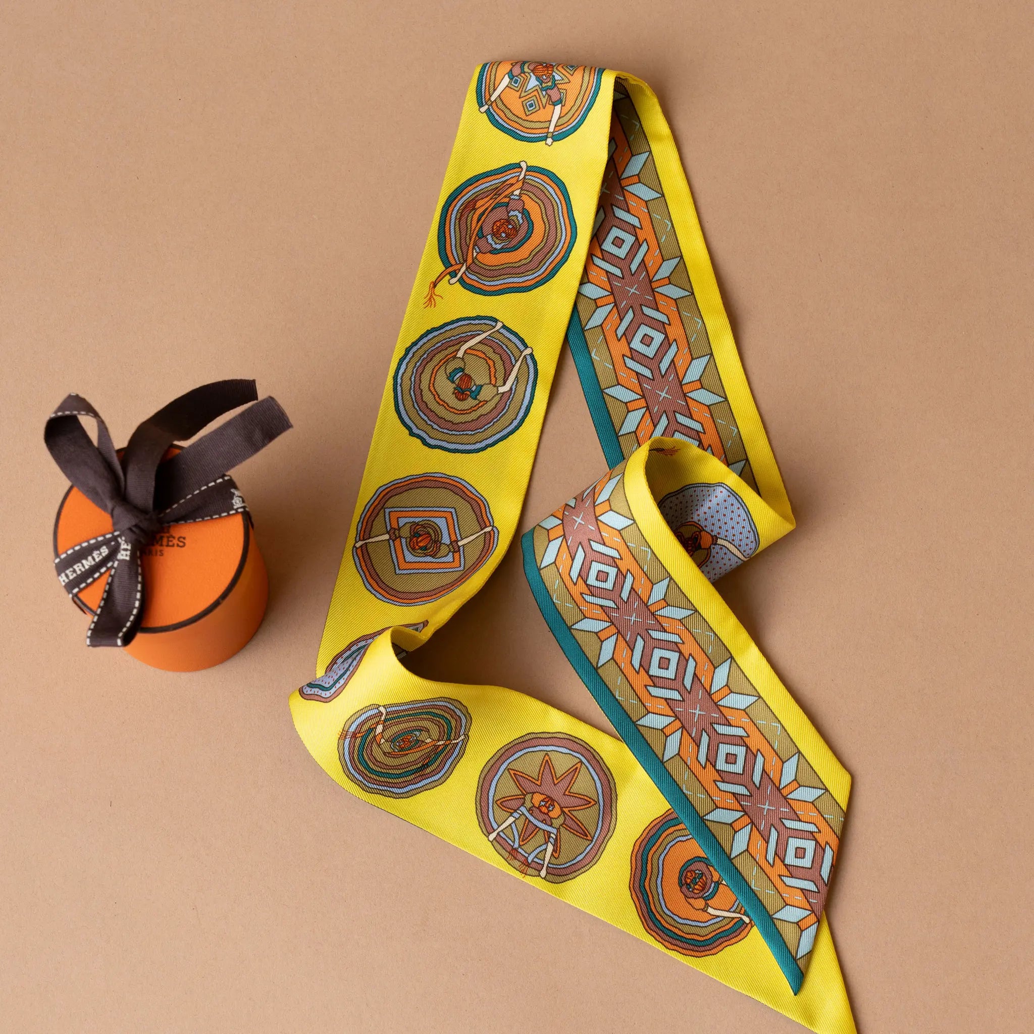 Hermès Belles Du Mexique Silk Twilly Scarf — Back View