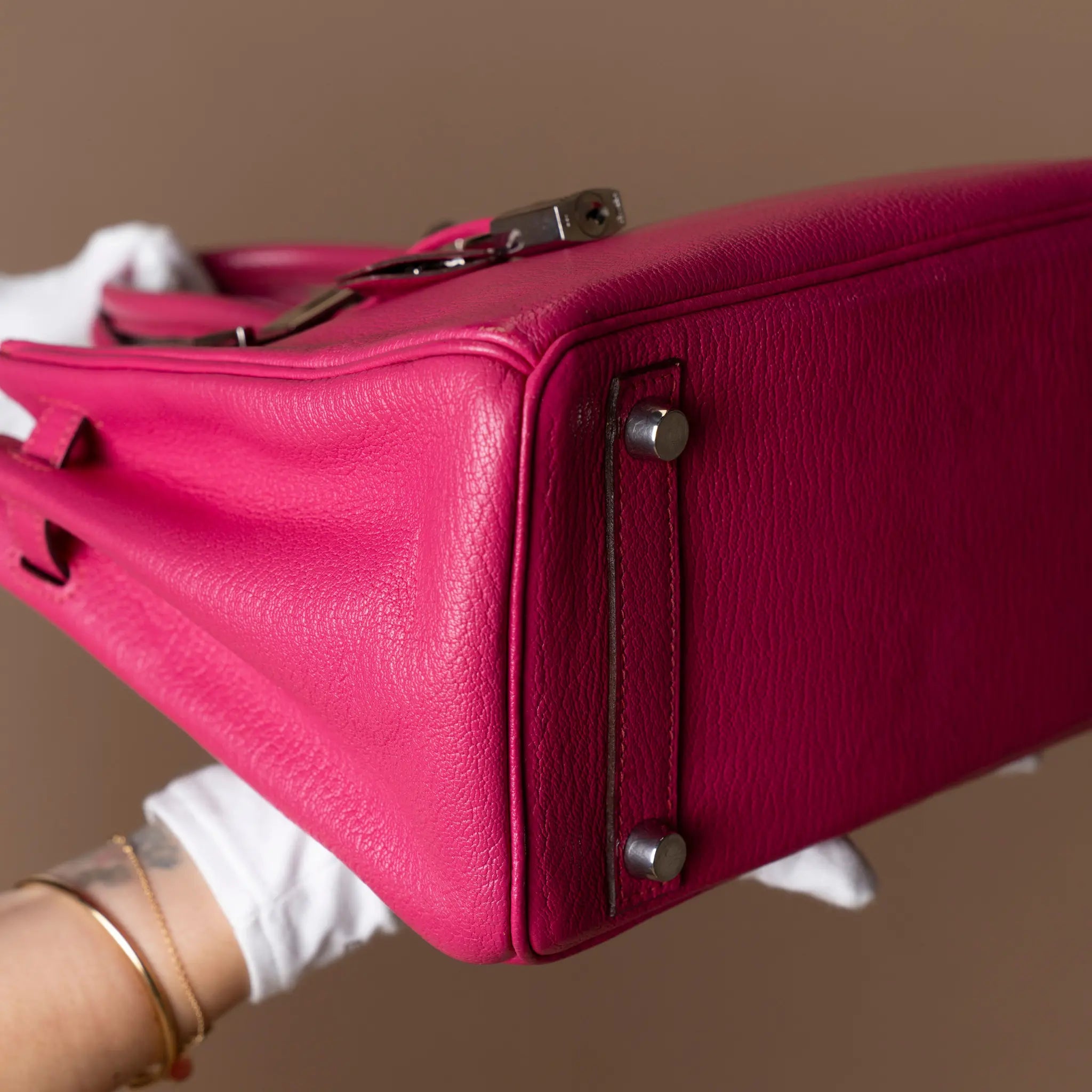 Hermès Birkin 25 Retourne Chèvre Mysore — Detail View