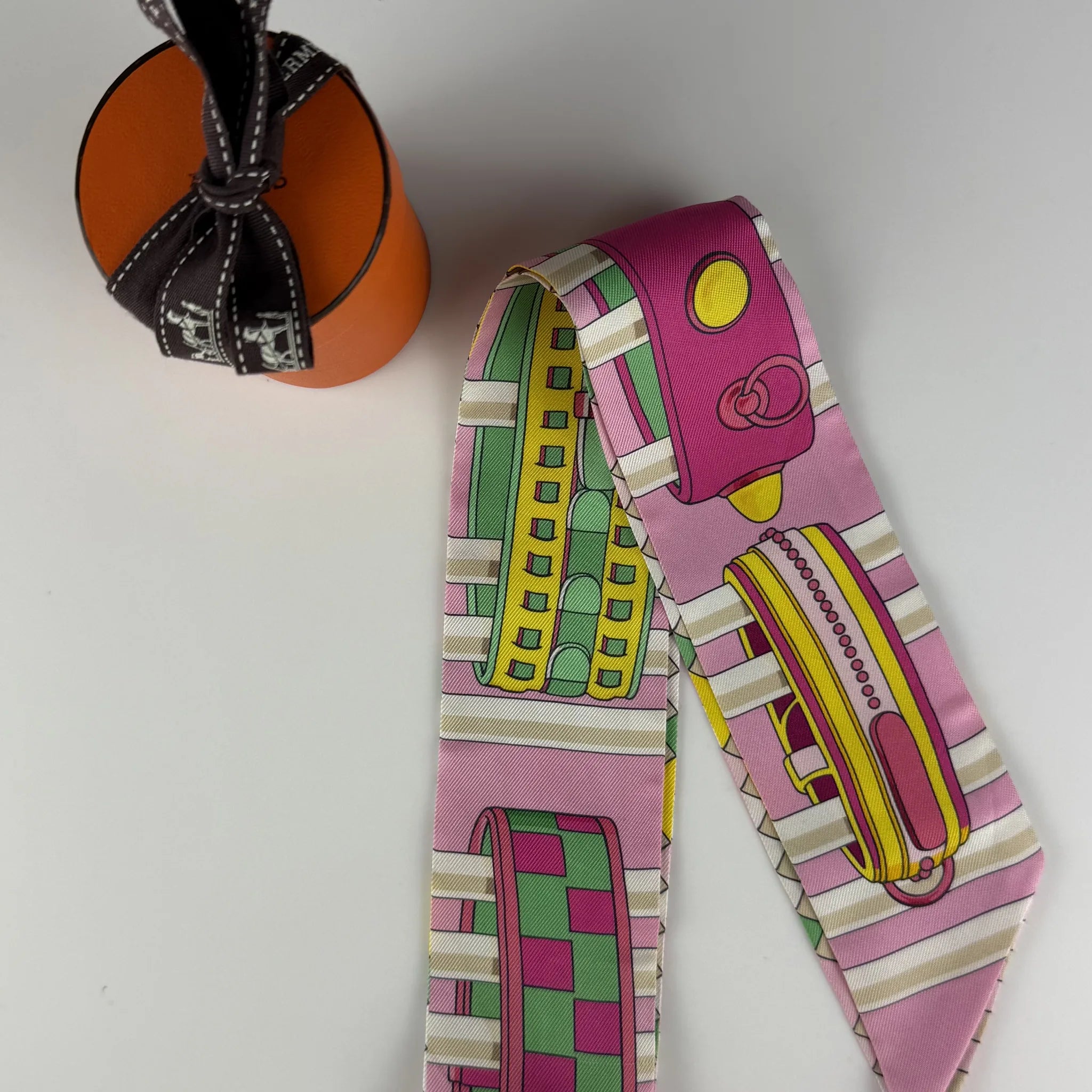 Hermès Colliers de Chiens Remix Silk Twilly Scarf