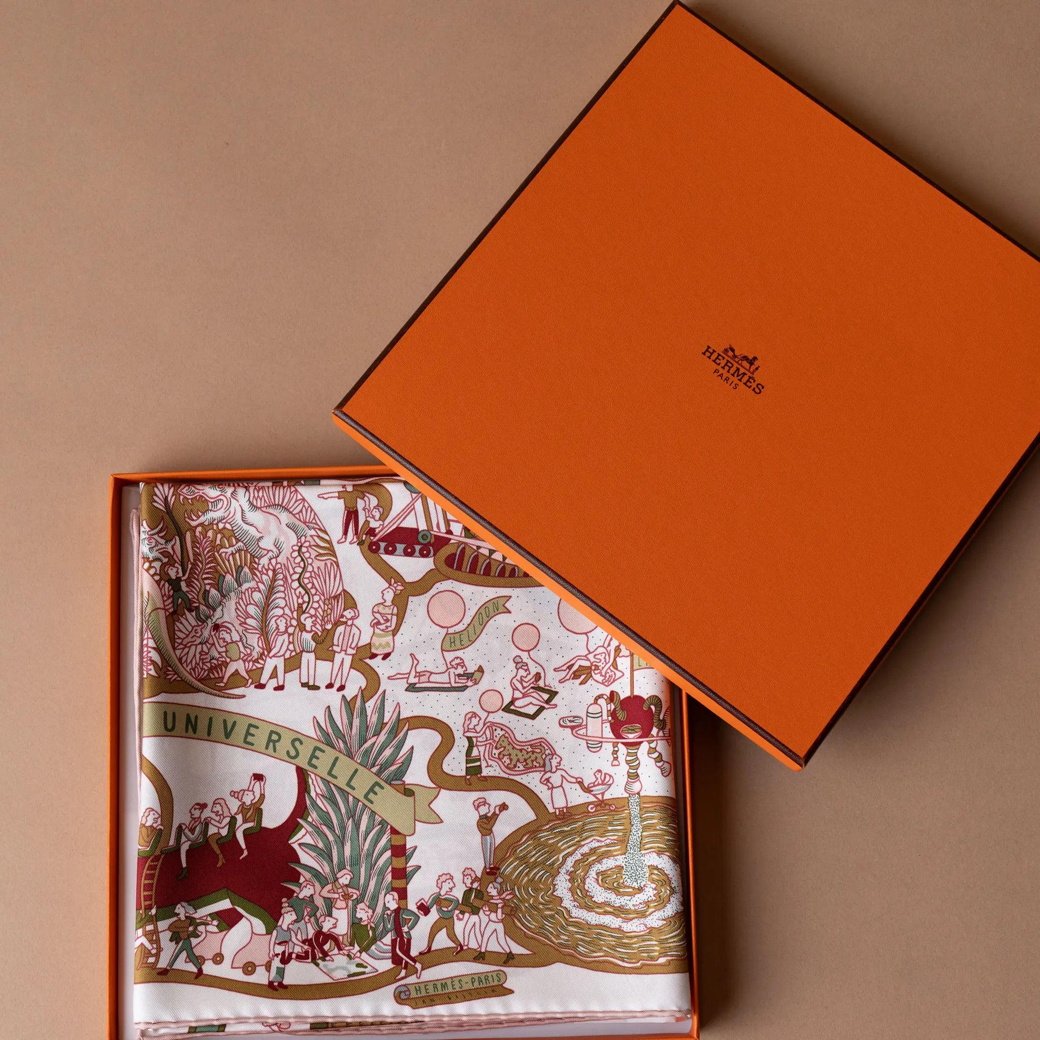 Hermès Exposition Universelle Silk Scarf 90 — Front View