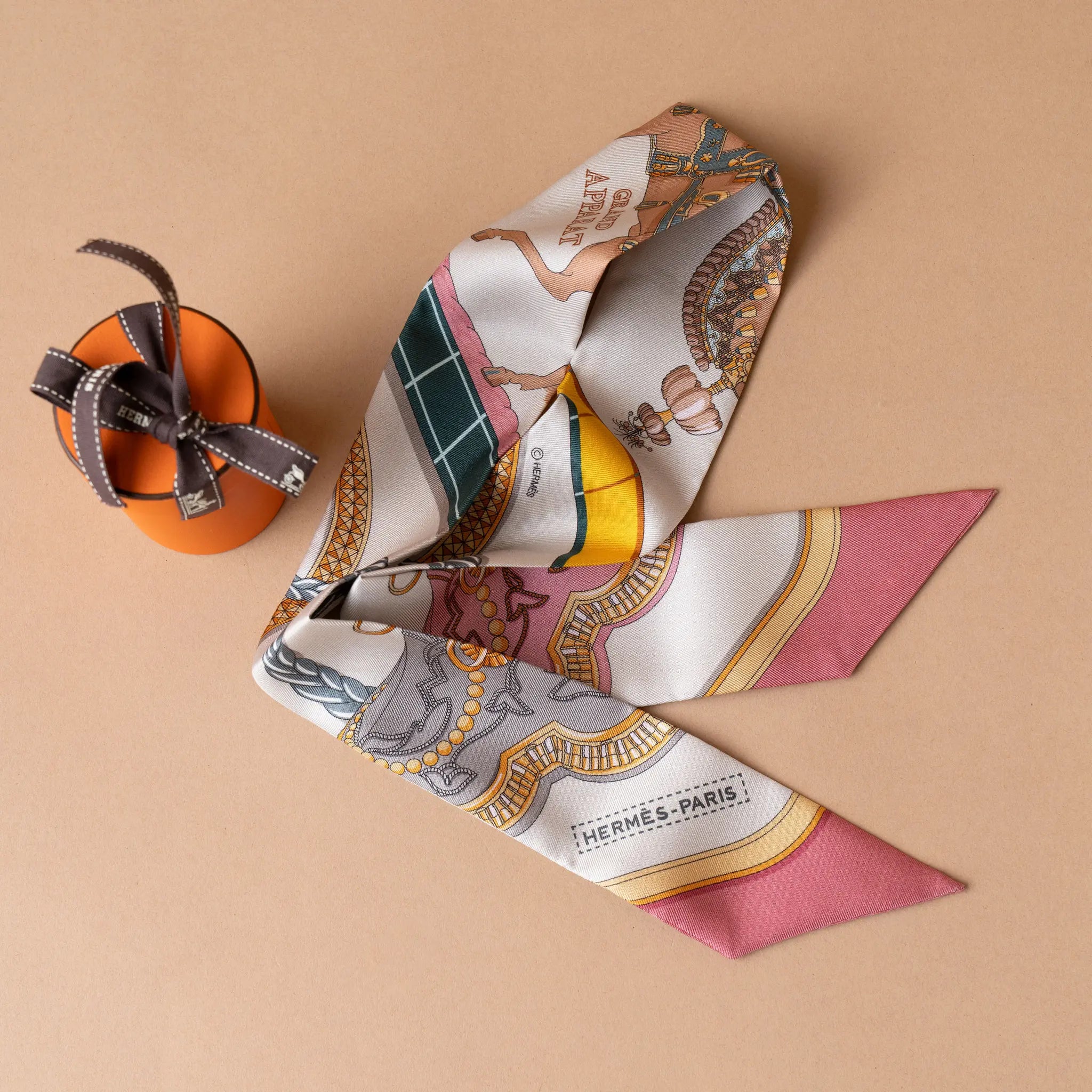 Hermès Grand Apparat Silk Twilly Scarf — Back View