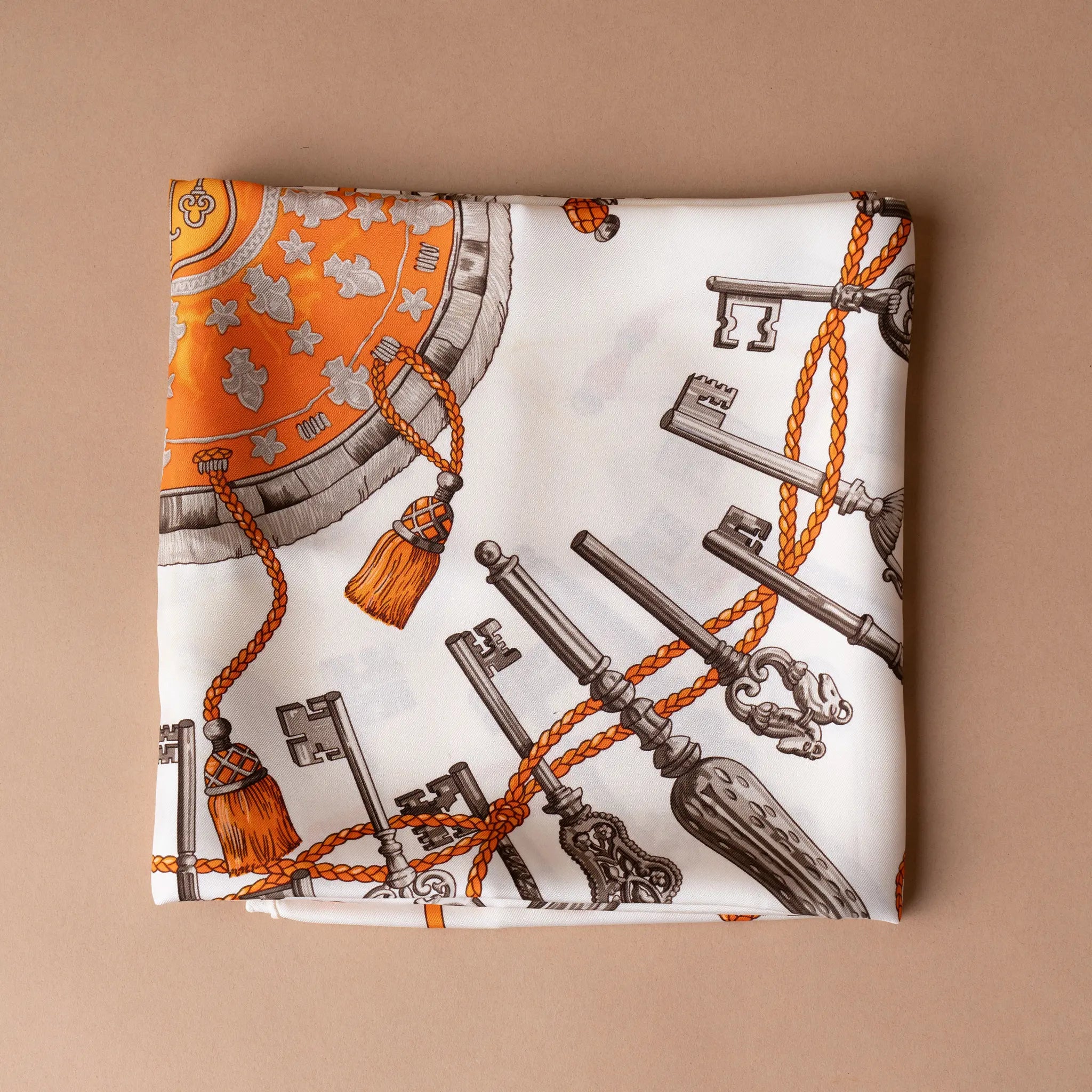 Hermès Les Cles Silk Scarf 90 — Front View