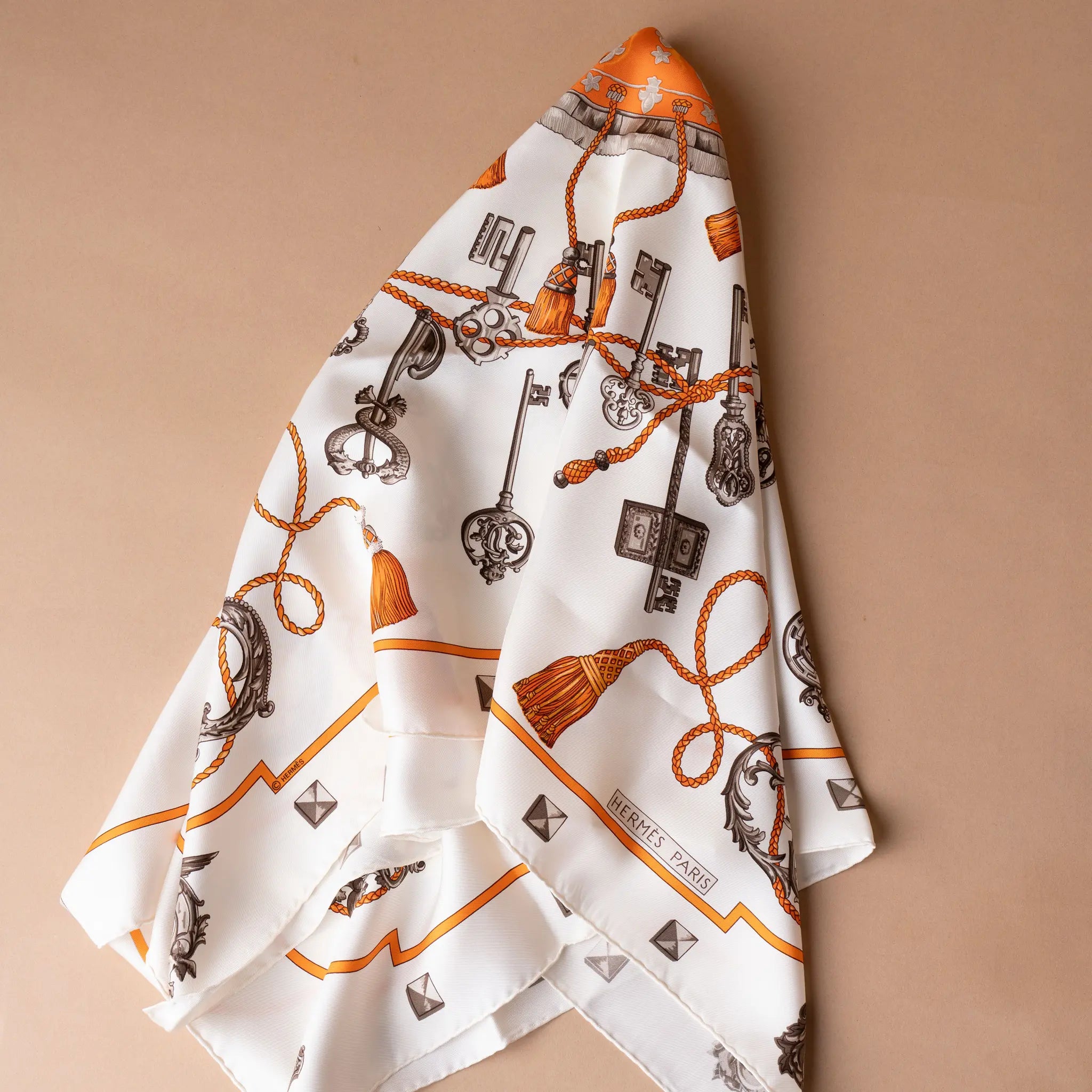 Hermès Les Cles Silk Scarf 90 — Side Profile