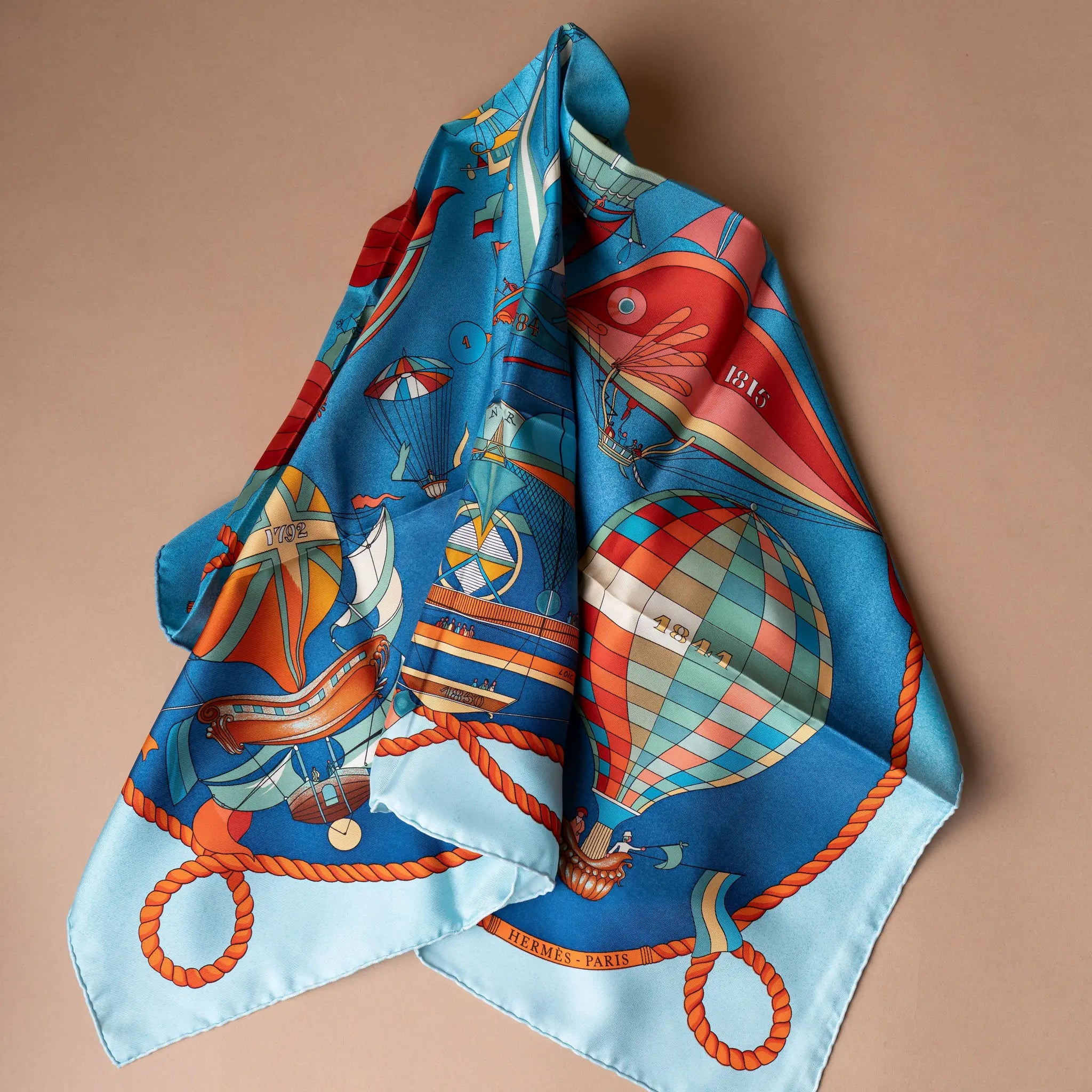 Hermès Les Folies du Ciel Double Face Silk Scarf 90 — Front View