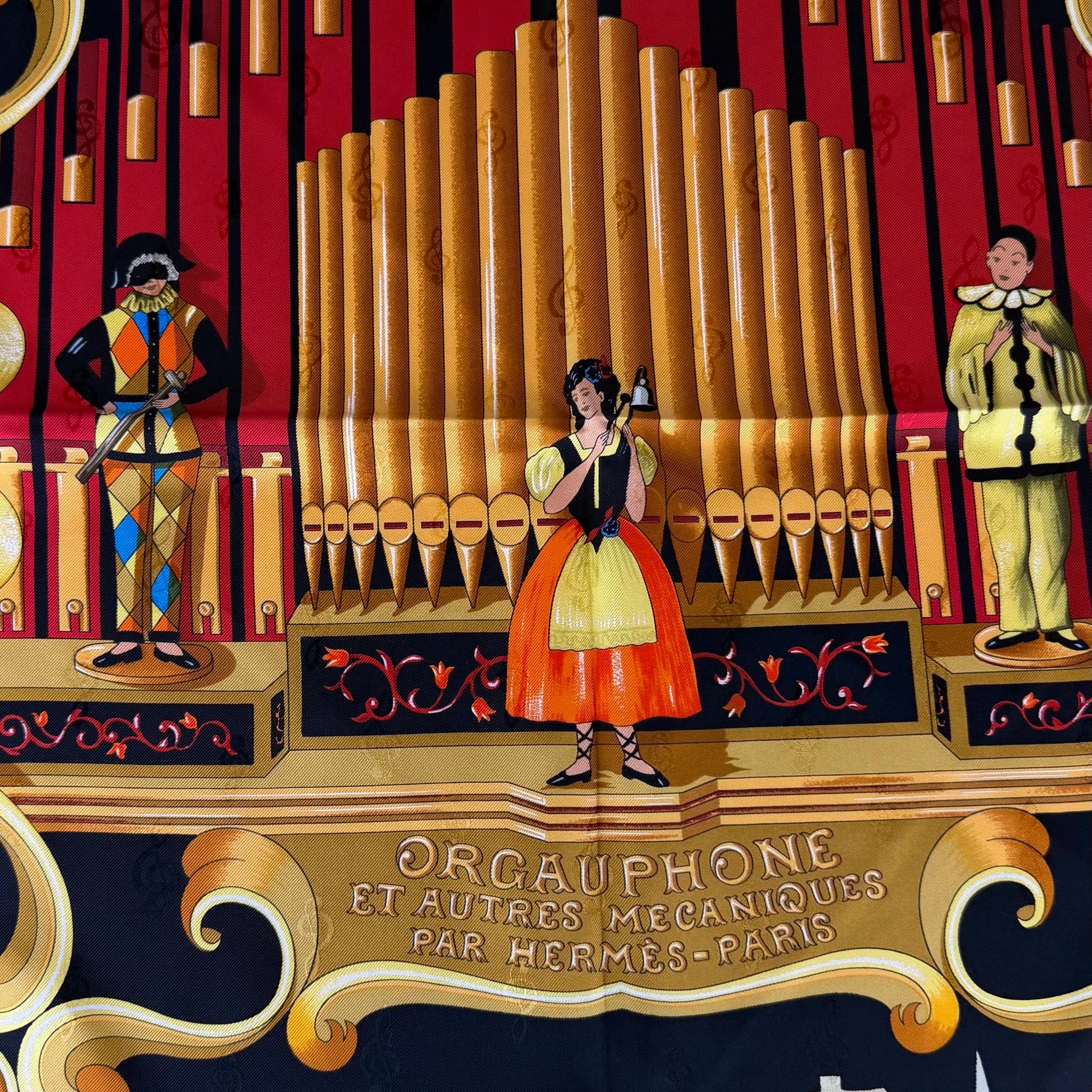 Hermès Orgauphone et Autres Mecaniques Silk Scarf