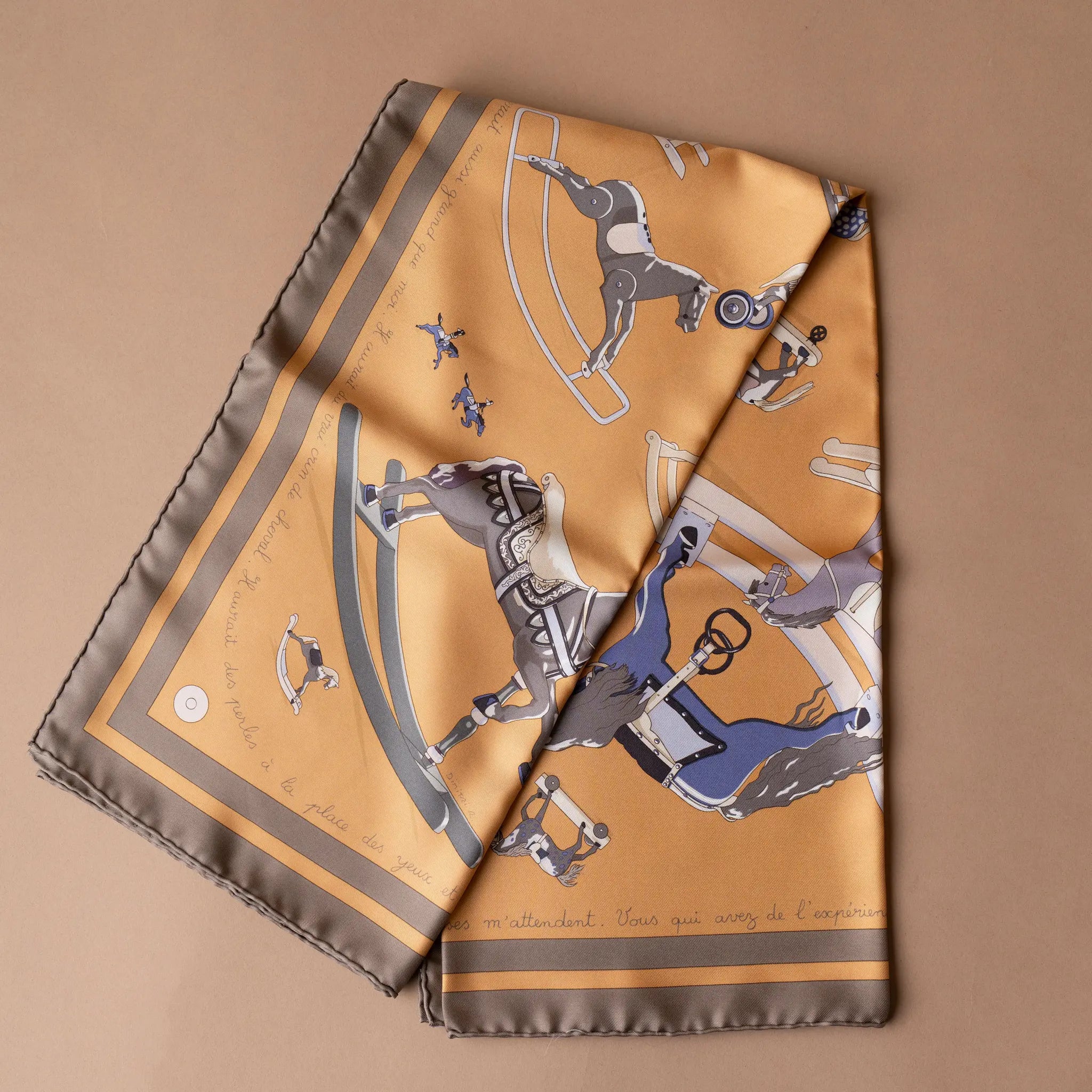 Hermès Raconte Moi le Cheval Silk Scarf 90 — Front View