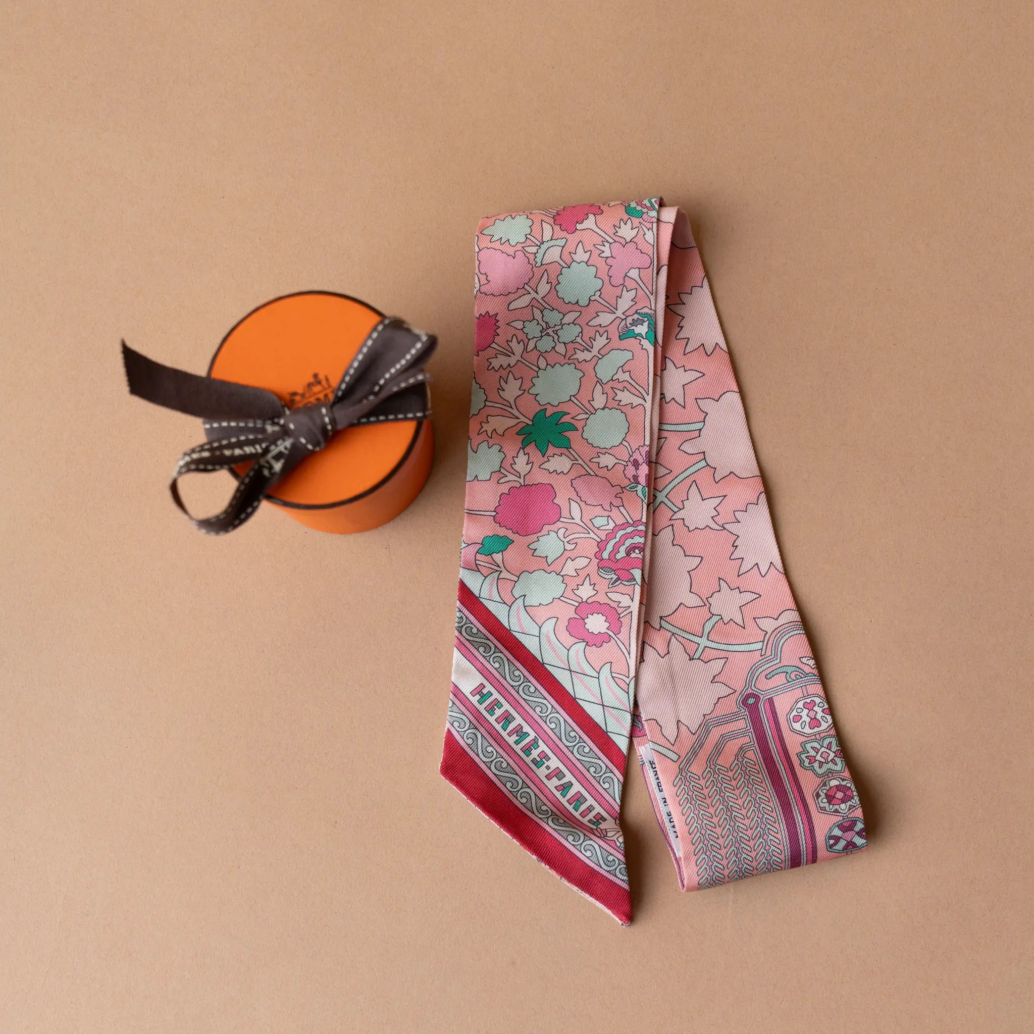 Hermès Tapis Persans Silk Twilly Scarf — Front View