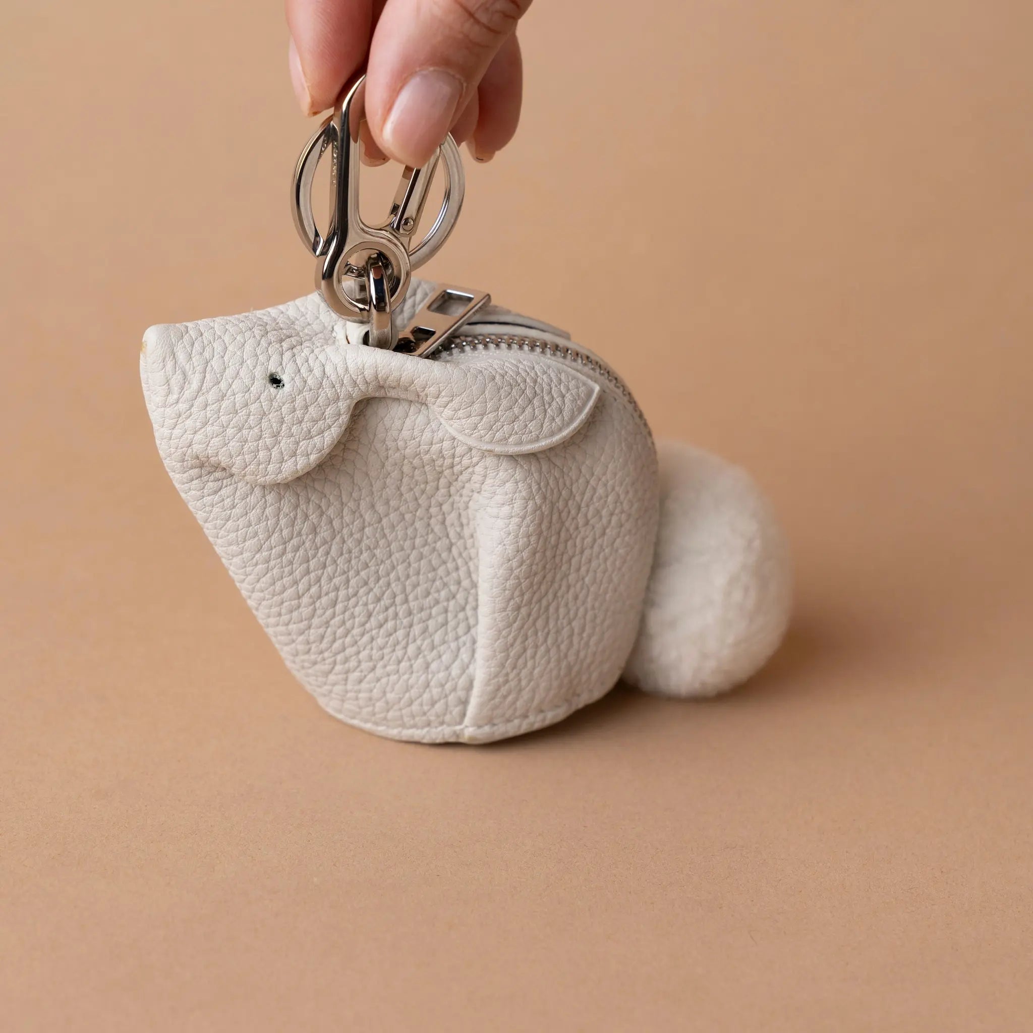 LOEWE Pebbled Calfskin Bunny Bag Charm Coin Pouch — Front View