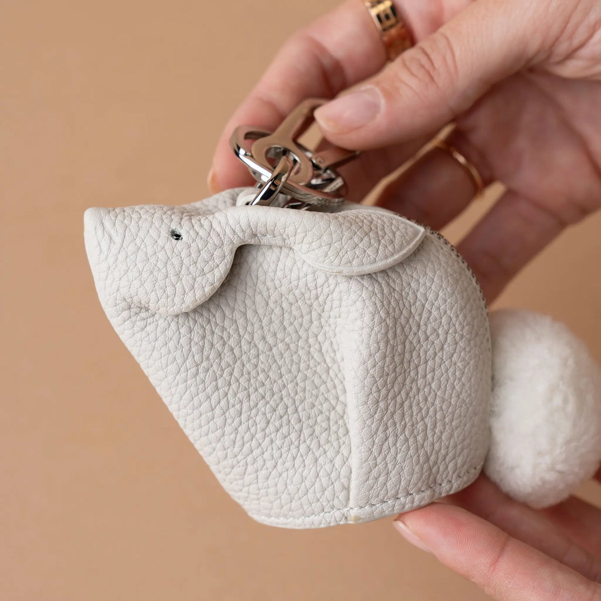 LOEWE Pebbled Calfskin Bunny Bag Charm Coin Pouch — Back View