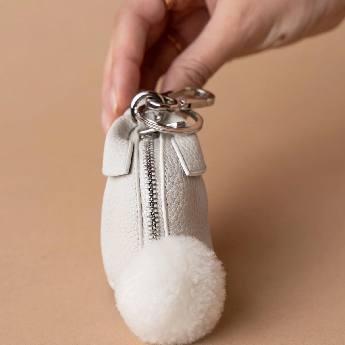 LOEWE Pebbled Calfskin Bunny Bag Charm Coin Pouch — Side Profile