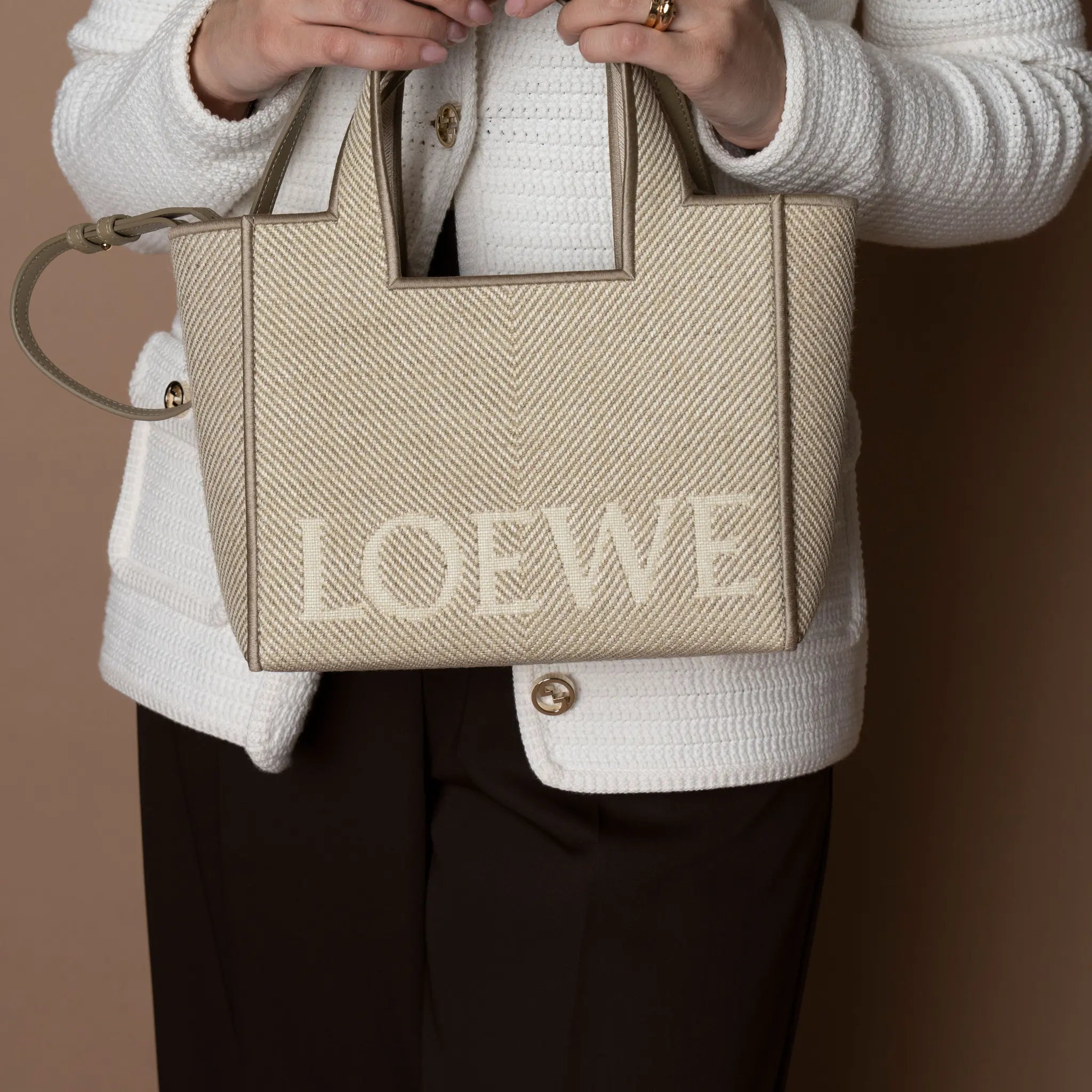 LOEWE Small Canvas Font Tote — Detail View