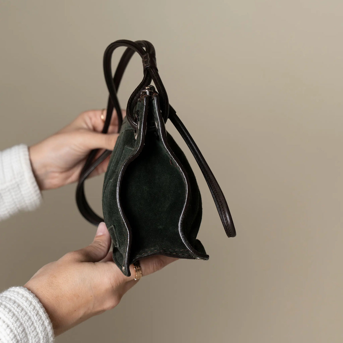Loewe Vintage Suede Anagram Logo Shoulder Bag — Back View