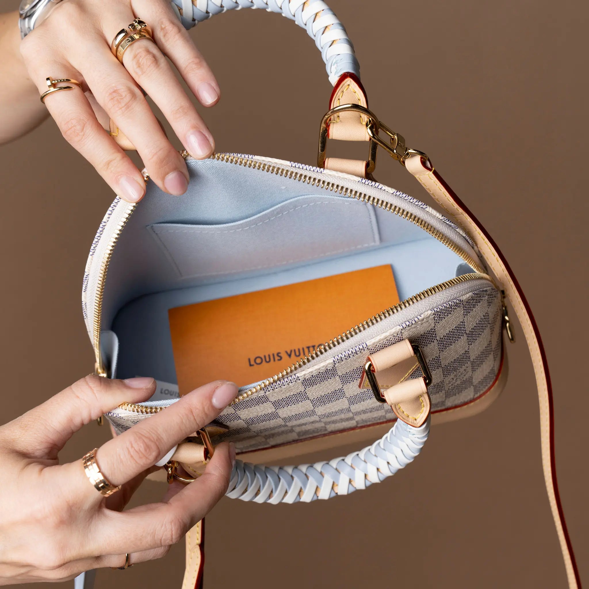 Louis Vuitton Alma BB Damier Azur — Detail View