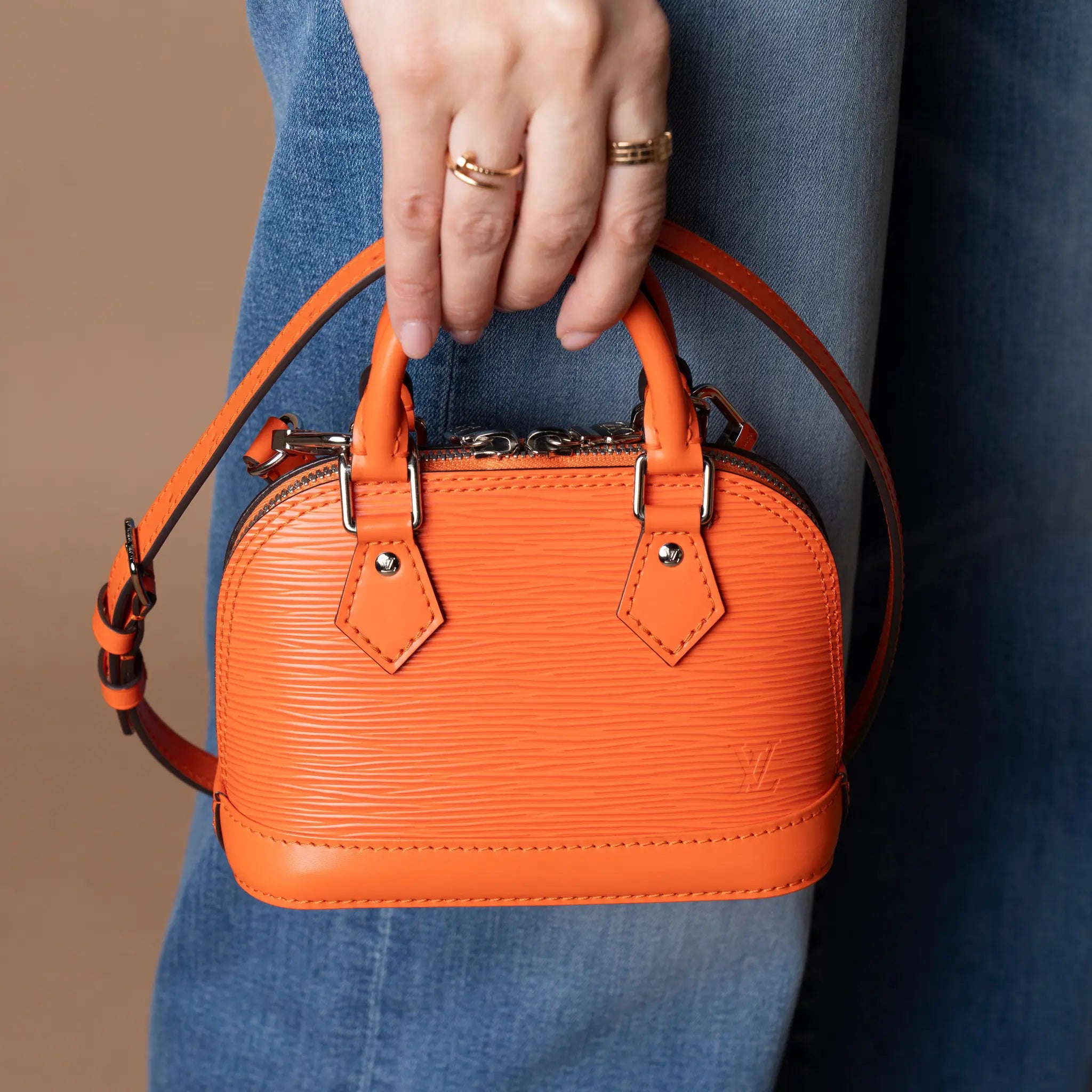Louis Vuitton Alma Nano Epi Leather — Close-up Detail