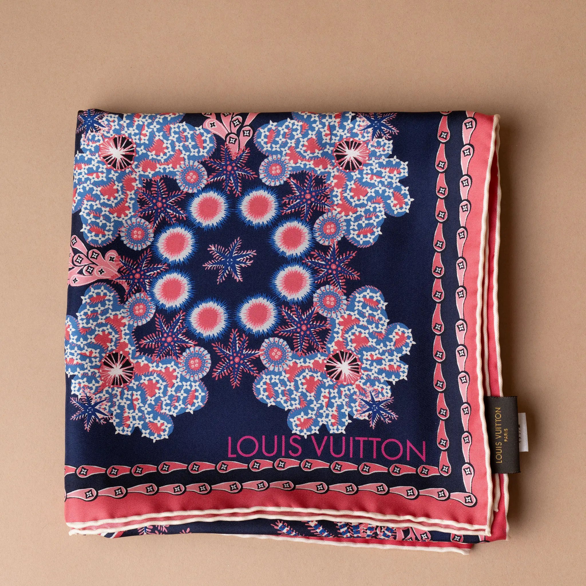 Louis Vuitton Coral Silk Scarf — Front View