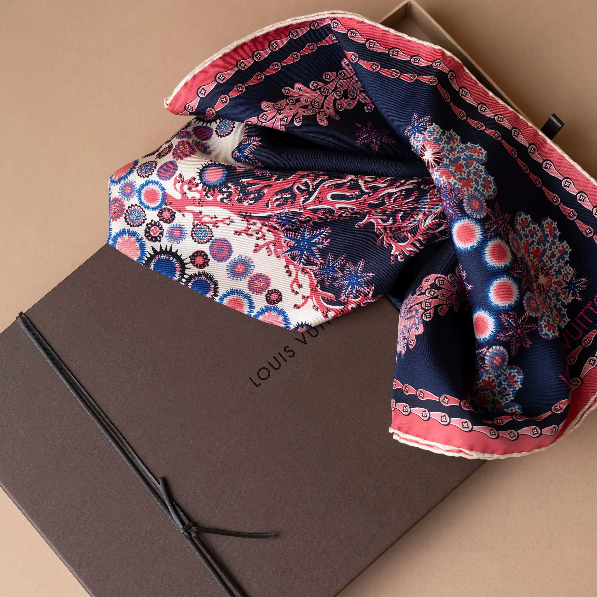 Louis Vuitton Coral Silk Scarf — Back View