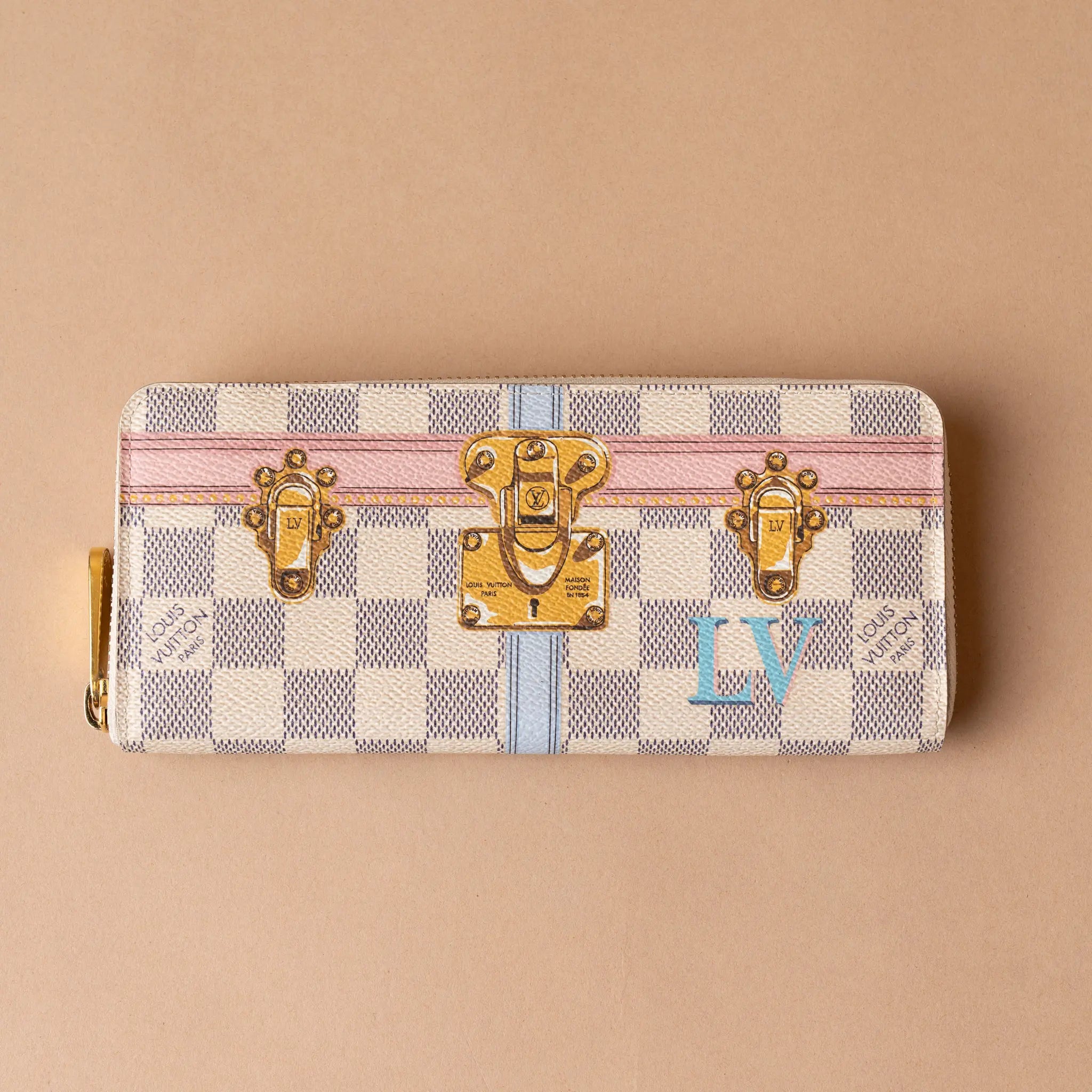 Louis Vuitton Damier Azur Summer Trunks Zippy Long Wallet — Front View
