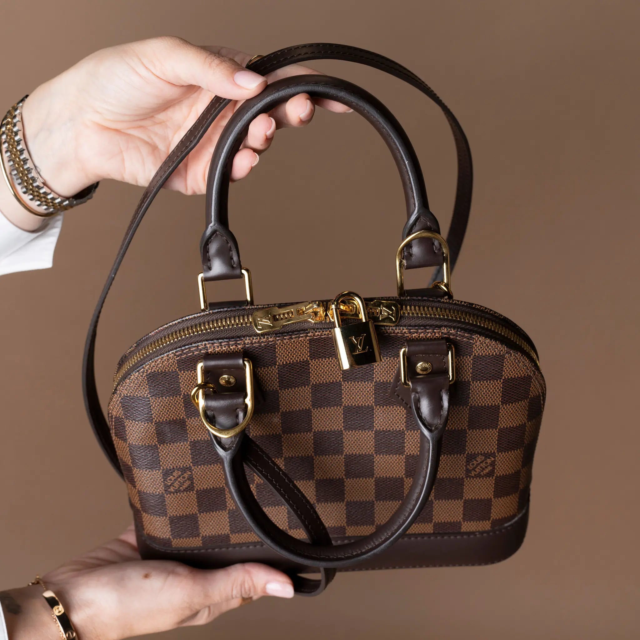 Louis Vuitton Damier Ebene Alma BB — Detail View