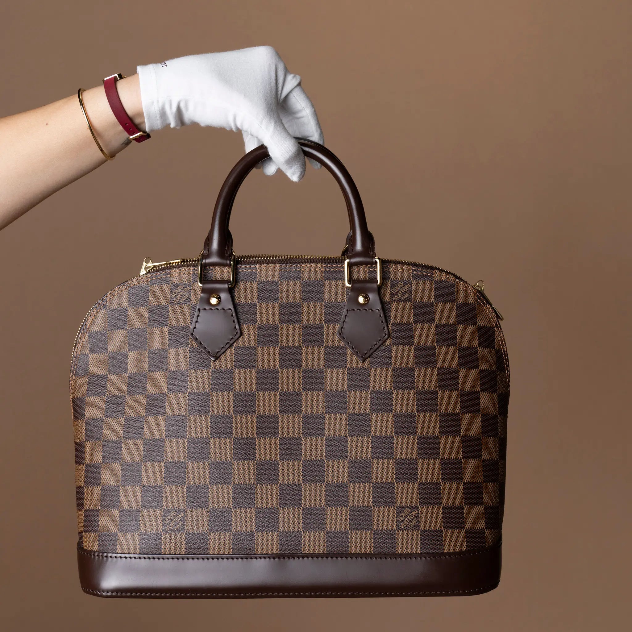 Louis Vuitton Damier Ebene Alma MM — Close-up Detail