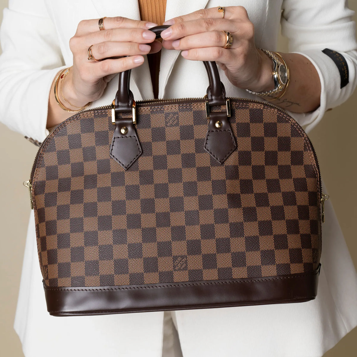 Louis Vuitton Damier Ebene Alma PM — Front View