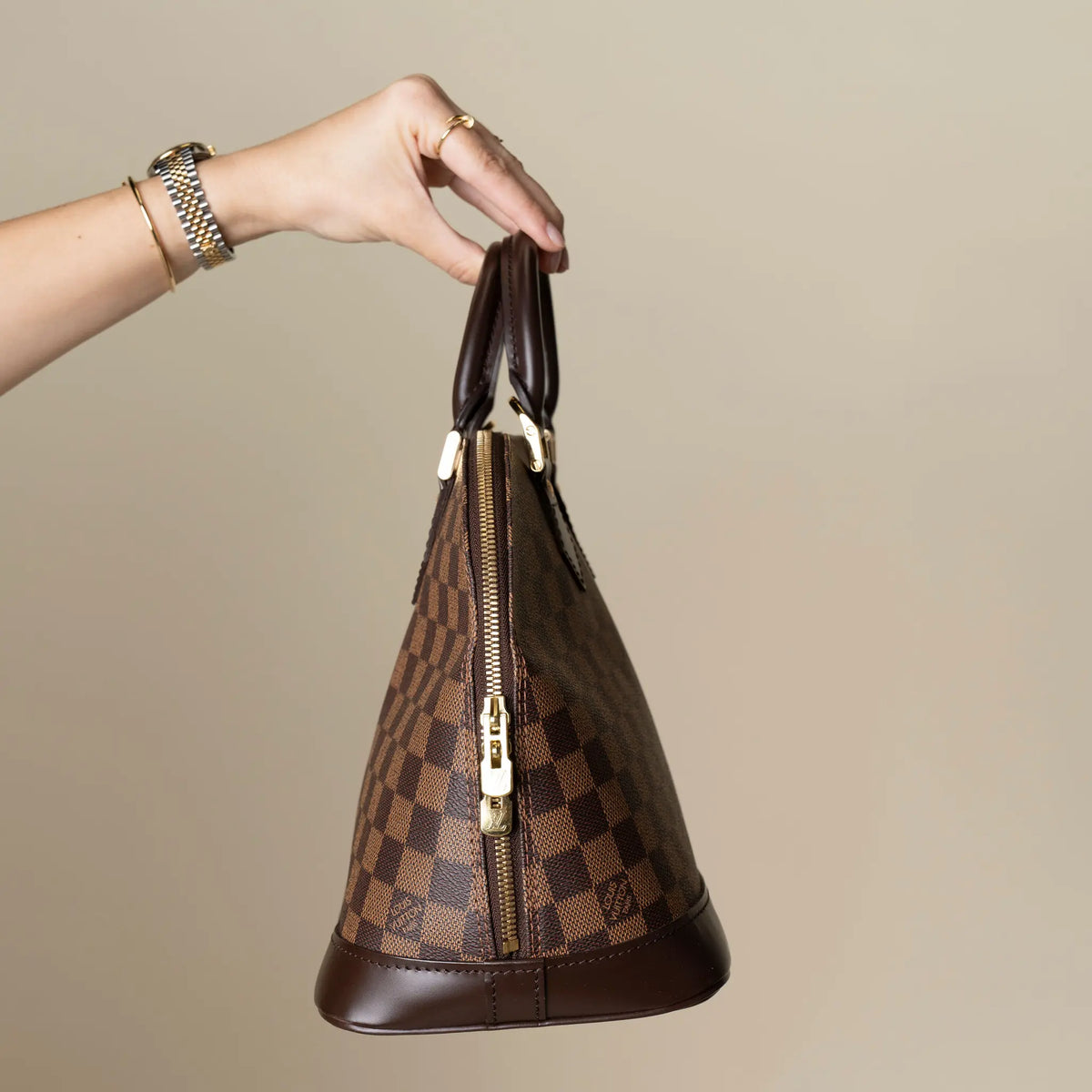 Louis Vuitton Damier Ebene Alma PM — Side Profile