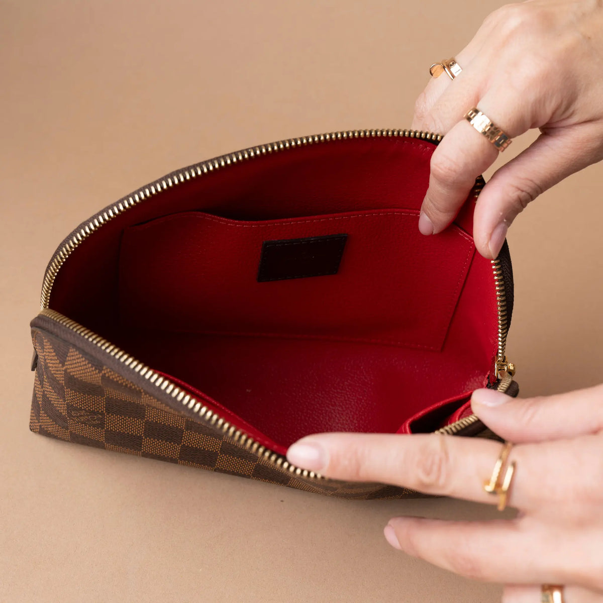 Louis Vuitton Damier Ebene Cosmetic Pouch GM — Front View
