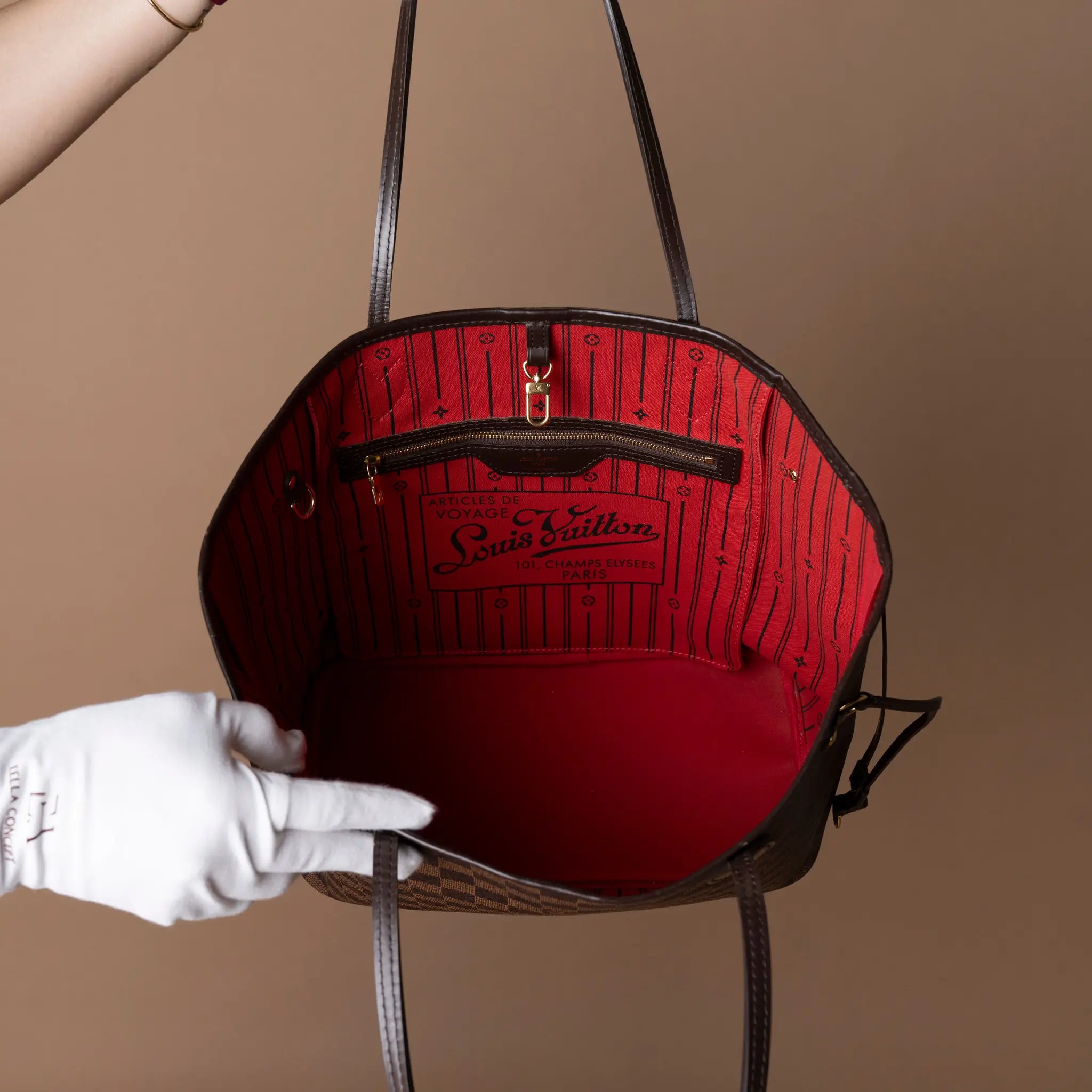 Louis Vuitton Damier Ebene Neverfull MM — Close-up Detail