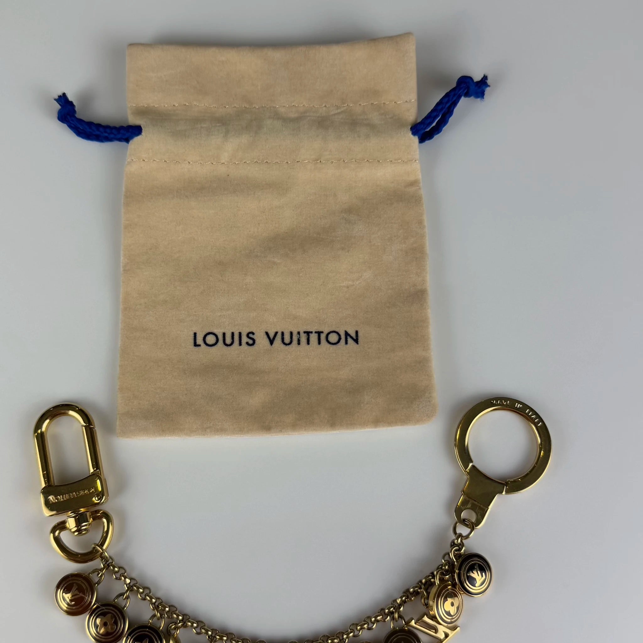 Louis Vuitton Gold Plated and Enamel Pastilles Key Chain and Bag Charm