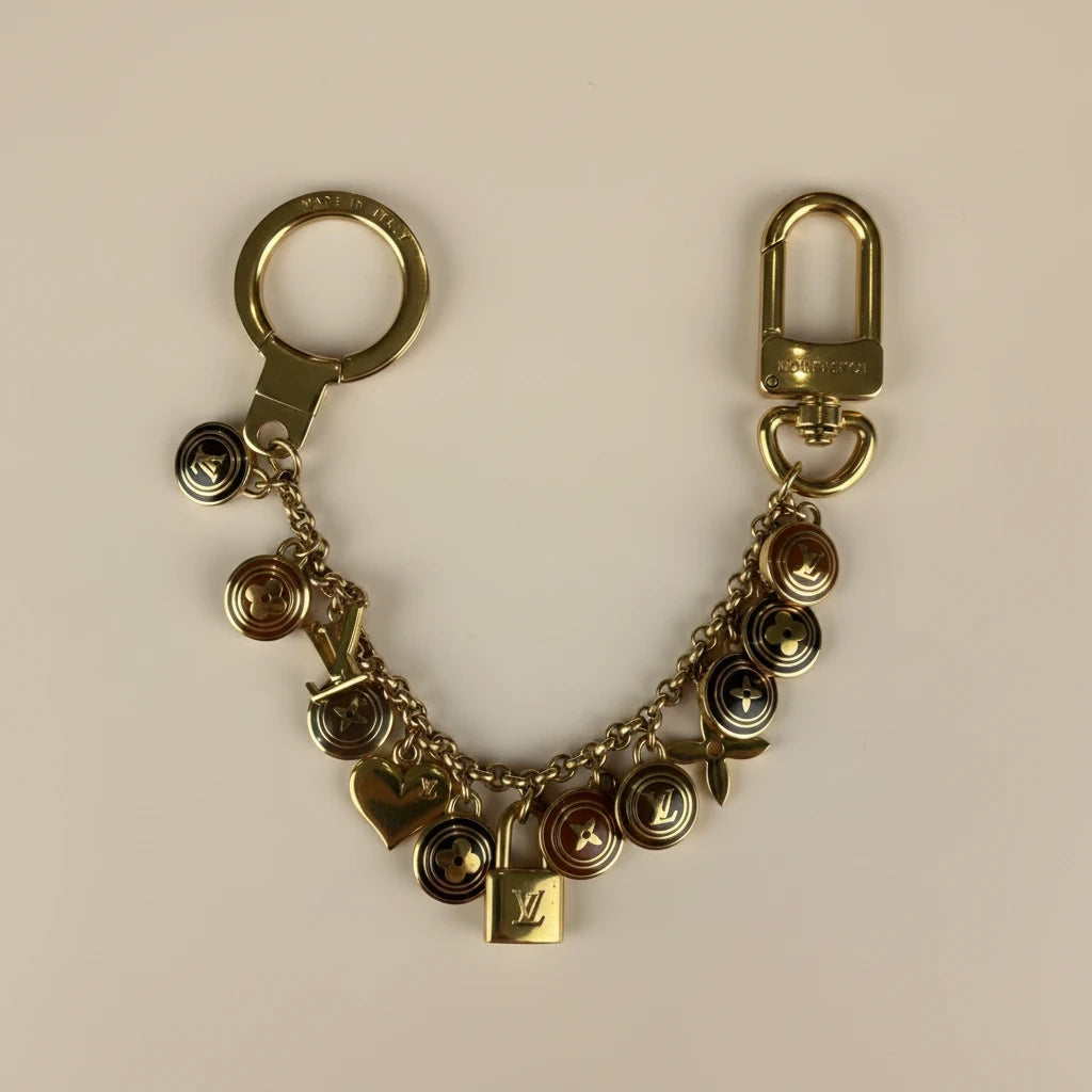 Louis Vuitton Gold Plated and Enamel Pastilles Key Chain and Bag Charm